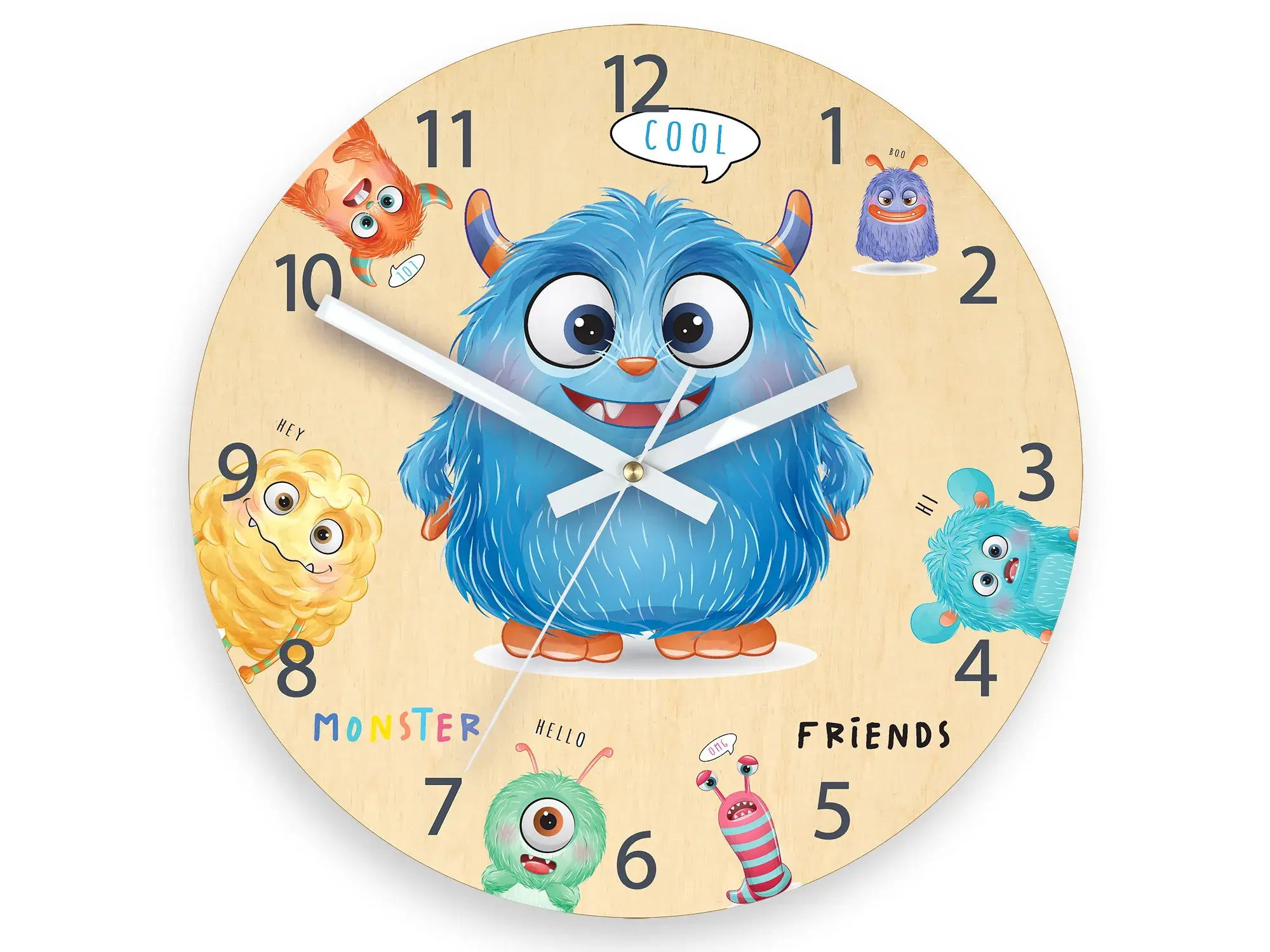 ModernClock Dětské nástěnné hodiny Ami Příšerky 30 cm vícebarevné
