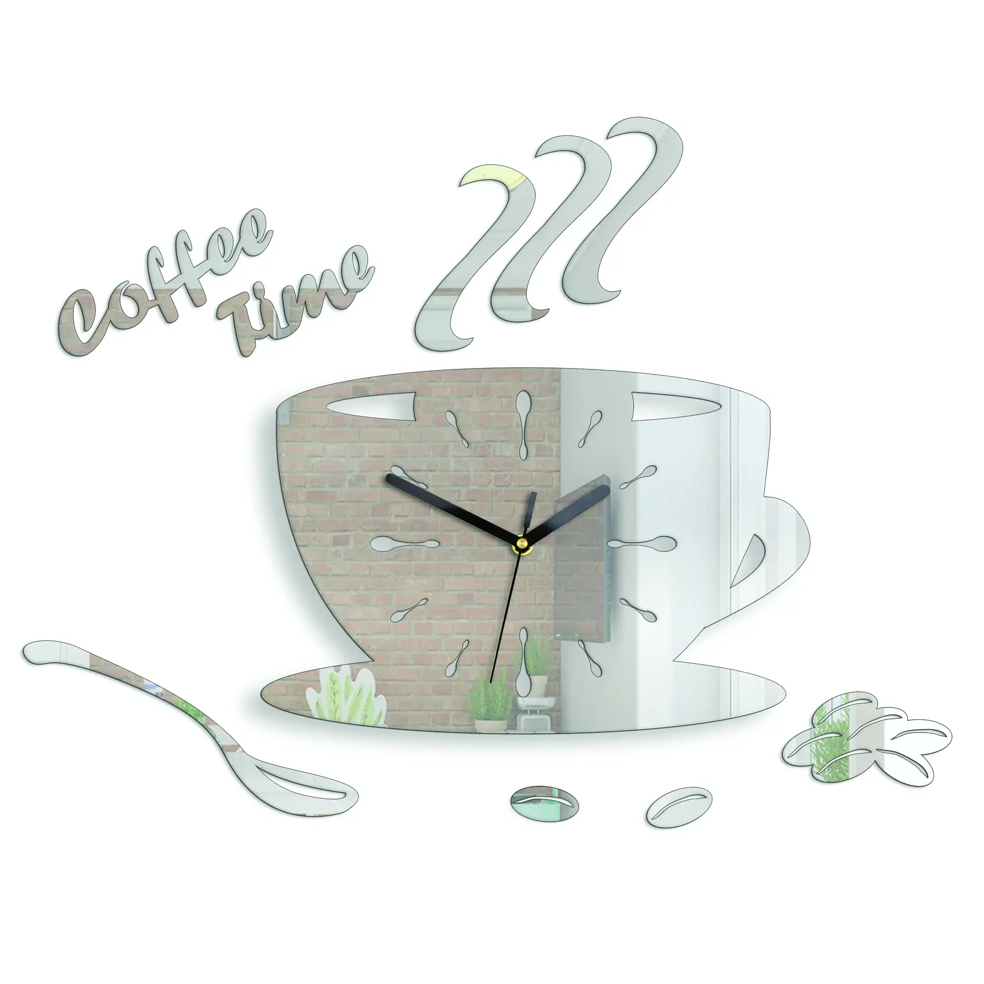 ModernClock Nástěnné hodiny Coffe 33 cm zrcadlové