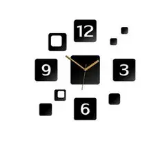 ModernClock Nástěnné samolepící hodiny Square 45 cm černé