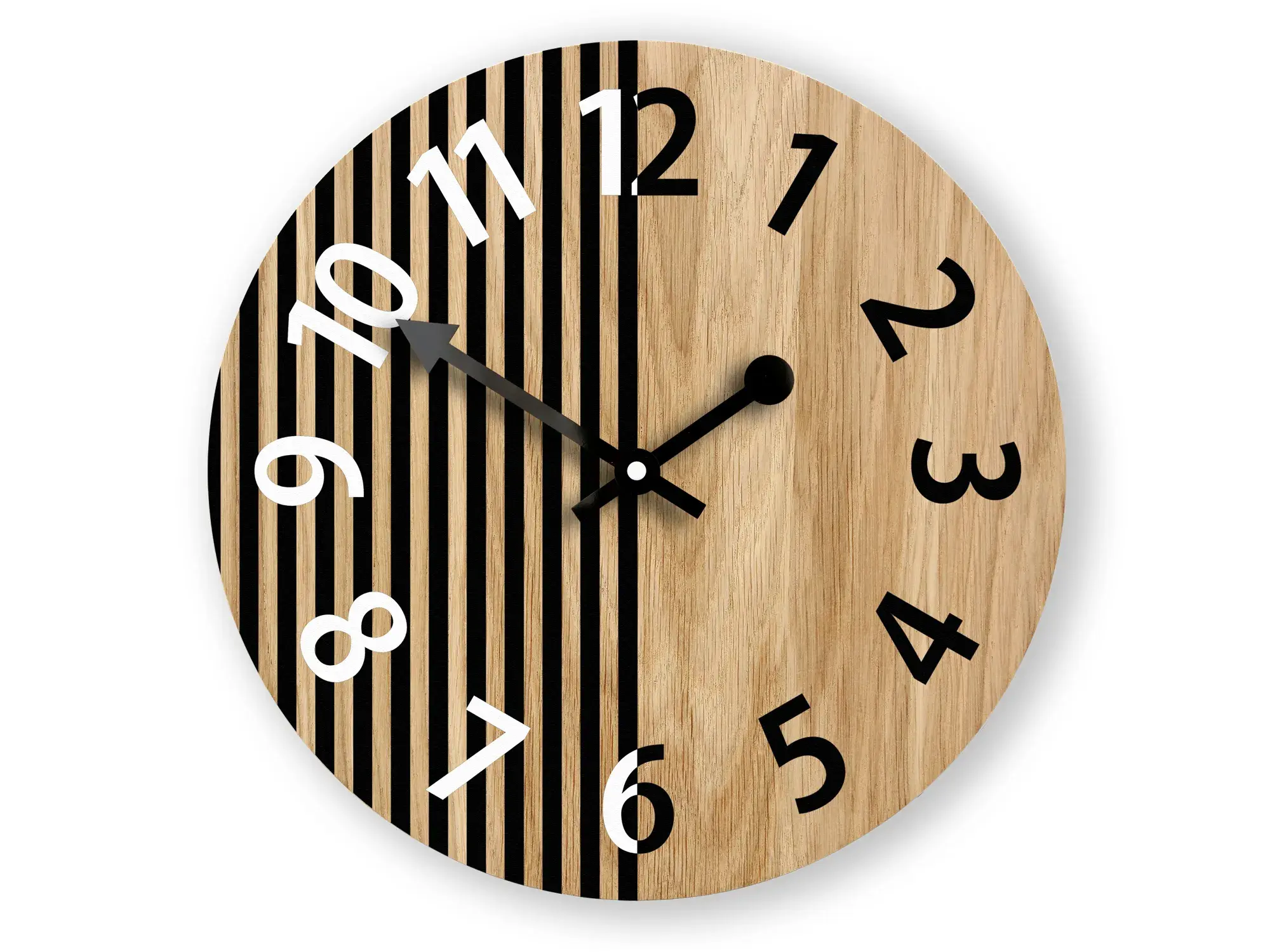 ModernClock Dřevěné nástěnné hodiny Nepal 33 cm dub přírodní/černé