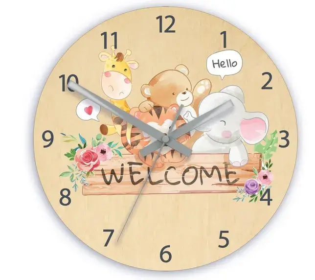 ModernClock Dětské nástěnné hodiny Ami Zvířátka 30 cm vícebarevné