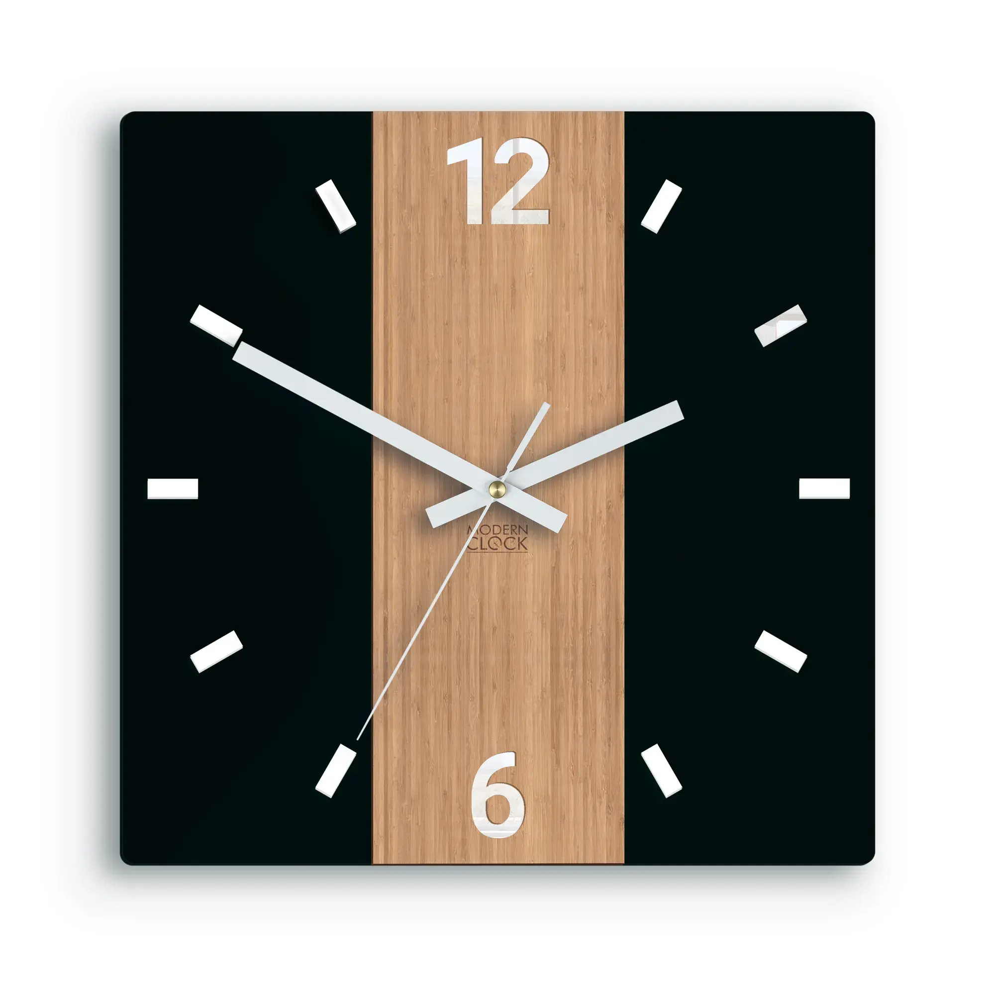 ModernClock Bambusové nástěnné hodiny Primo 30 cm hnědé/černé II