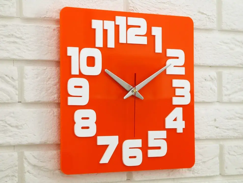 ModernClock Nástěnné hodiny Logic 30 cm bílé/oranžové
