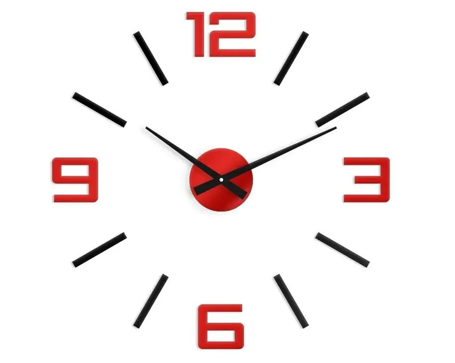 ModernClock 3D nalepovací hodiny Reden černo-červené