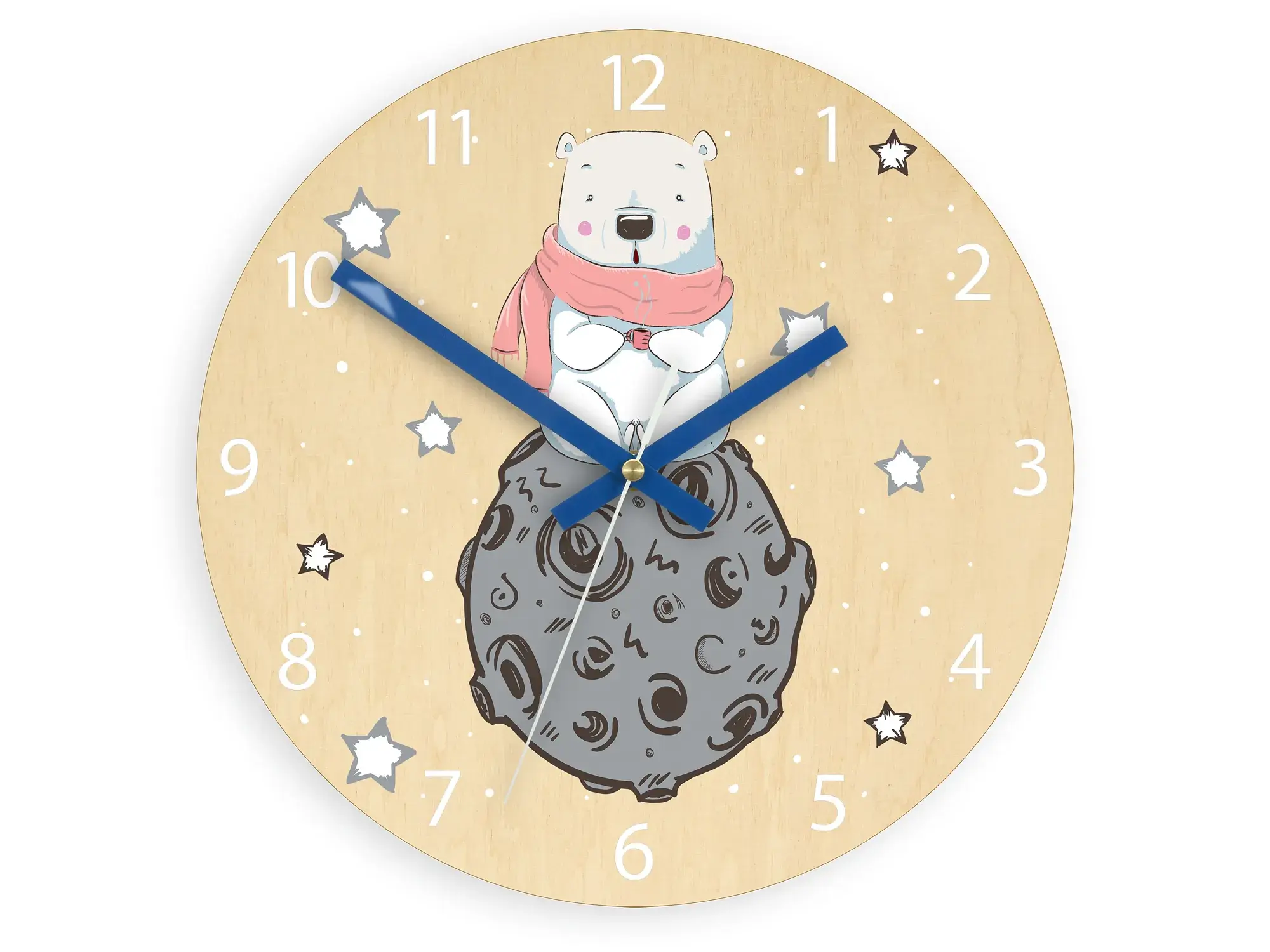 ModernClock Dětské nástěnné hodiny Ami Lední medvěd 30 cm vícebarevné