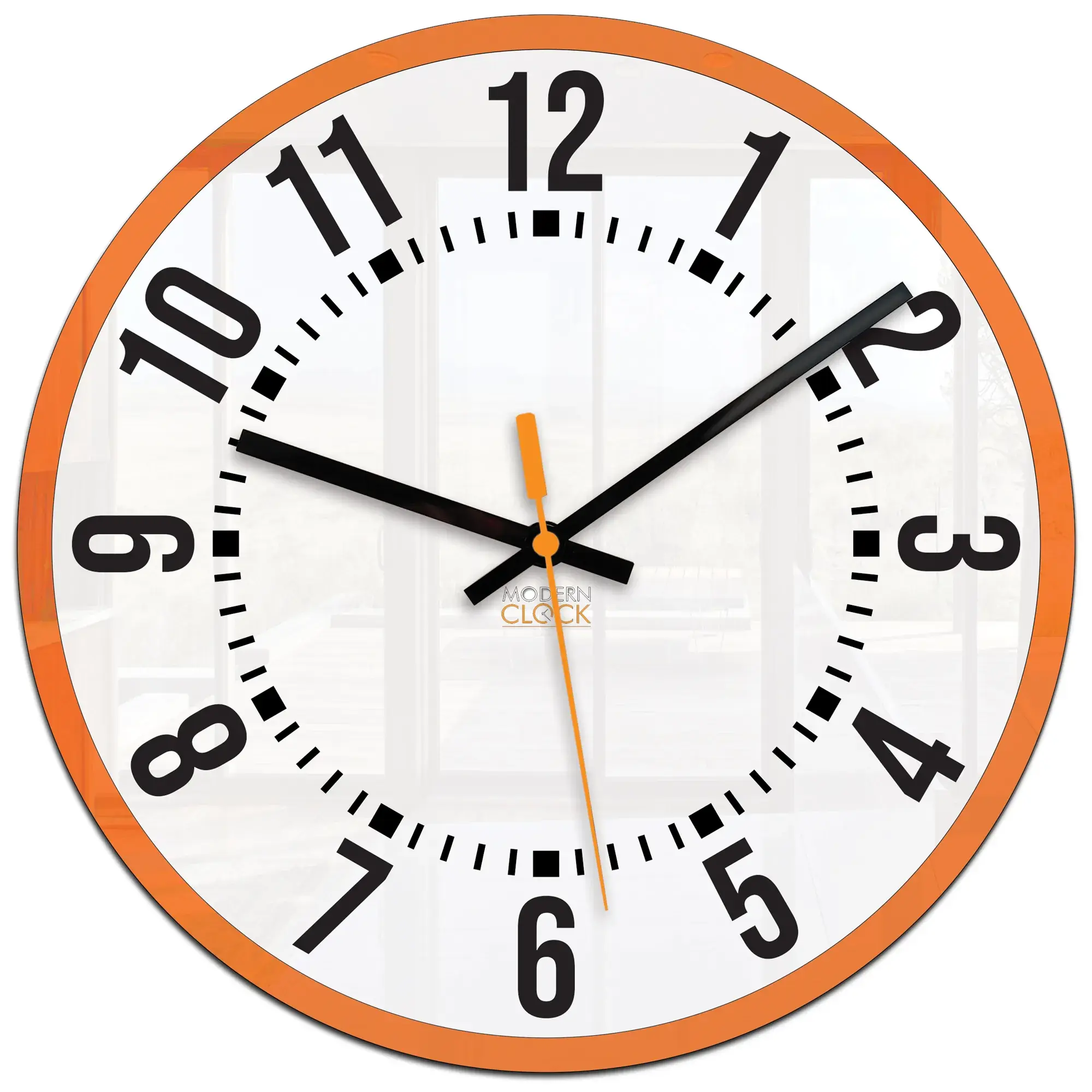 ModernClock Nástěnné hodiny Oskar 30 cm bílé/oranžové