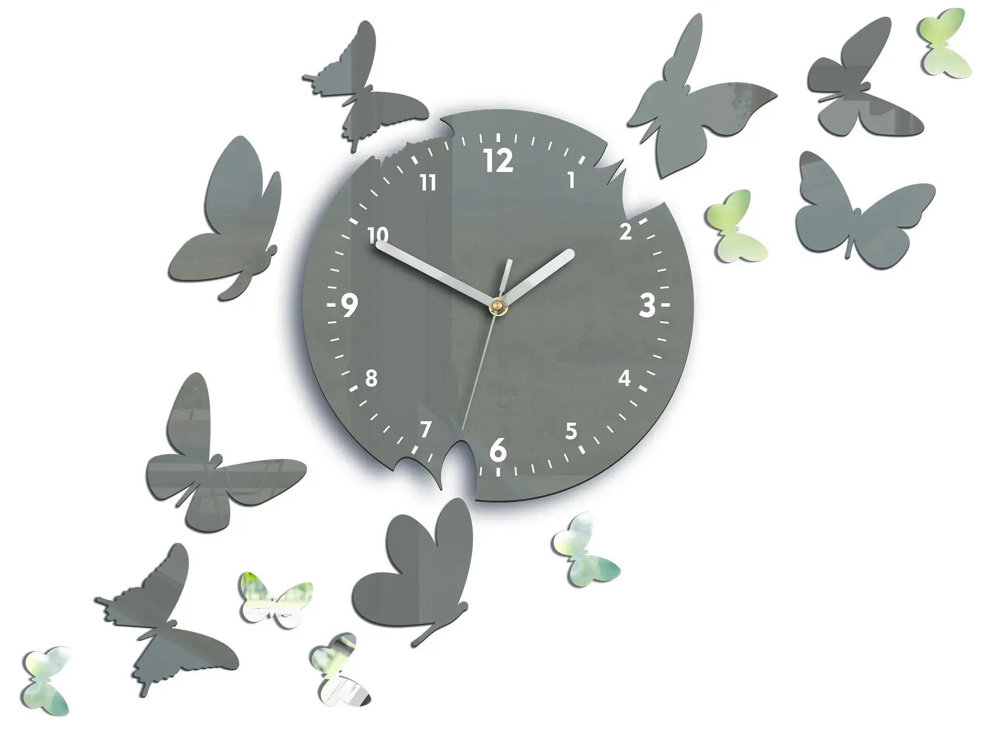 ModernClock Nástěnné hodiny Motyle 28 cm šedé