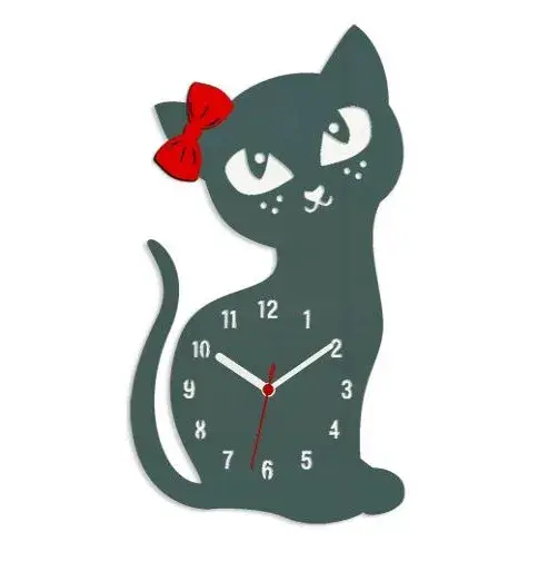 ModernClock Nástěnné hodiny Cat šedé