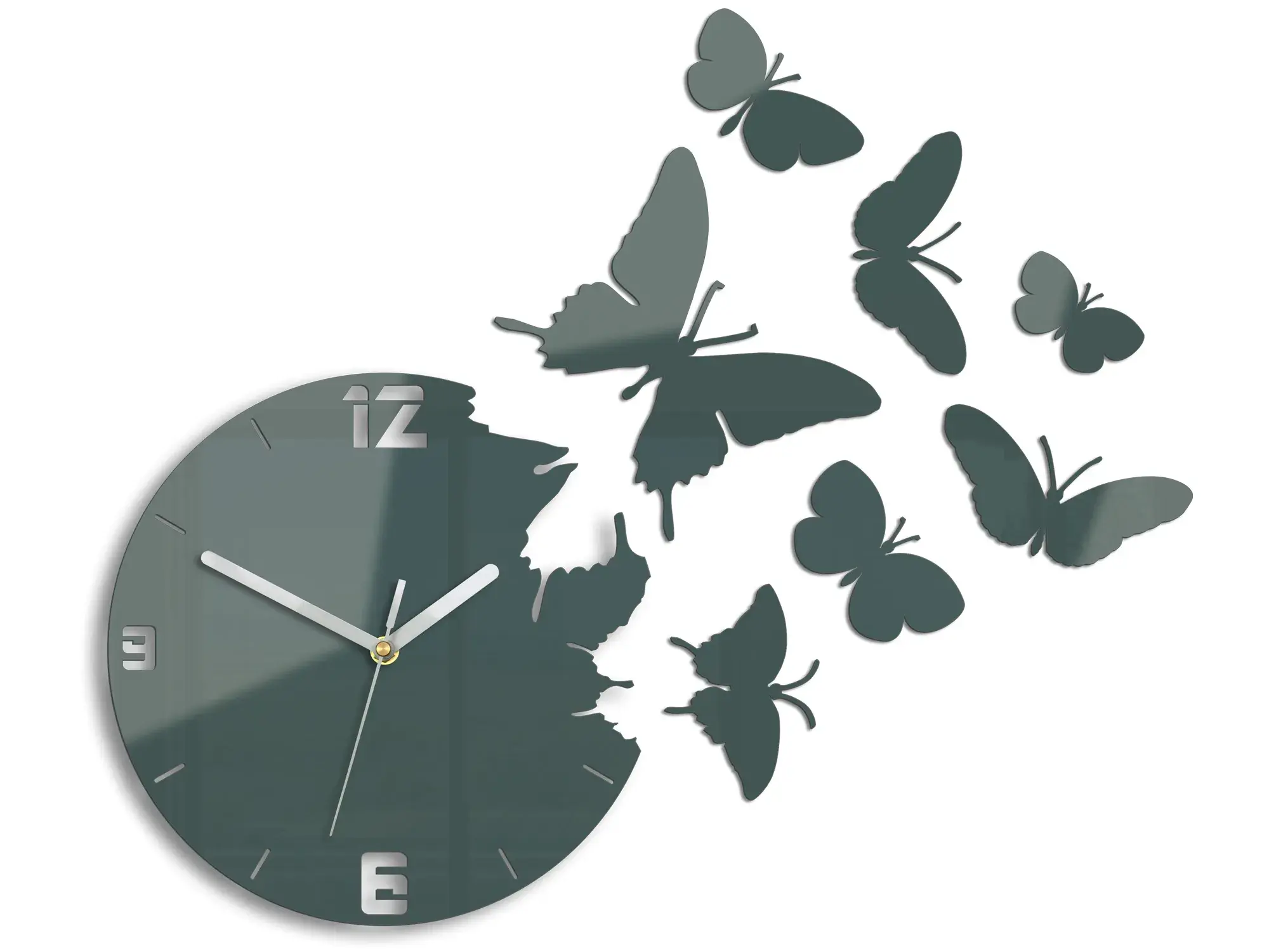 ModernClock 3D nalepovací hodiny Butterfly tmavě šedé
