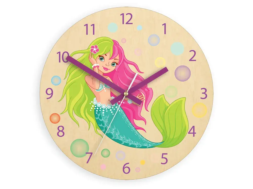 ModernClock Dětské nástěnné hodiny Ami Mořská panna 30 cm vícebarevné