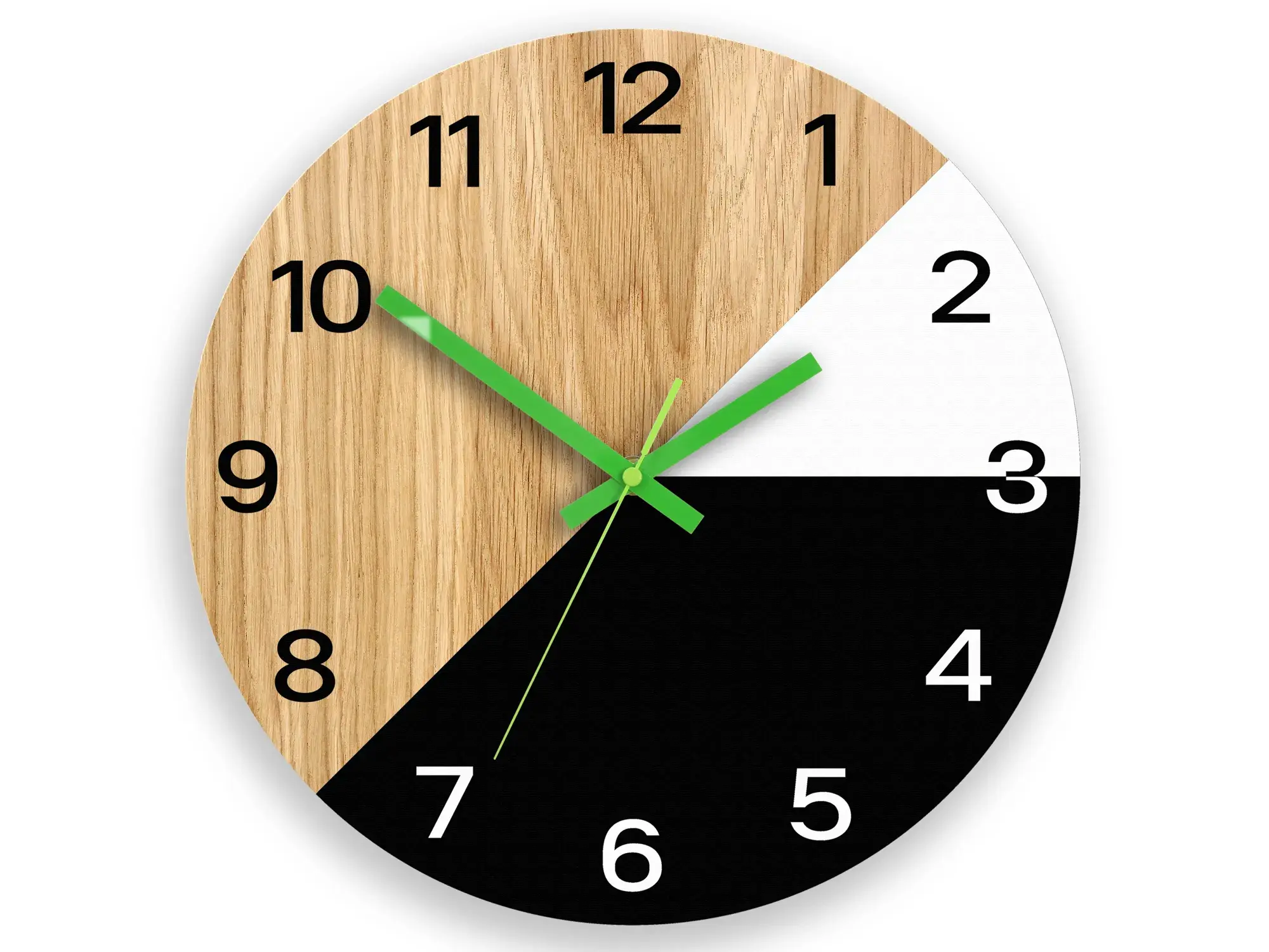 ModernClock Dřevěné nástěnné hodiny Texas 33 cm černé/zelené