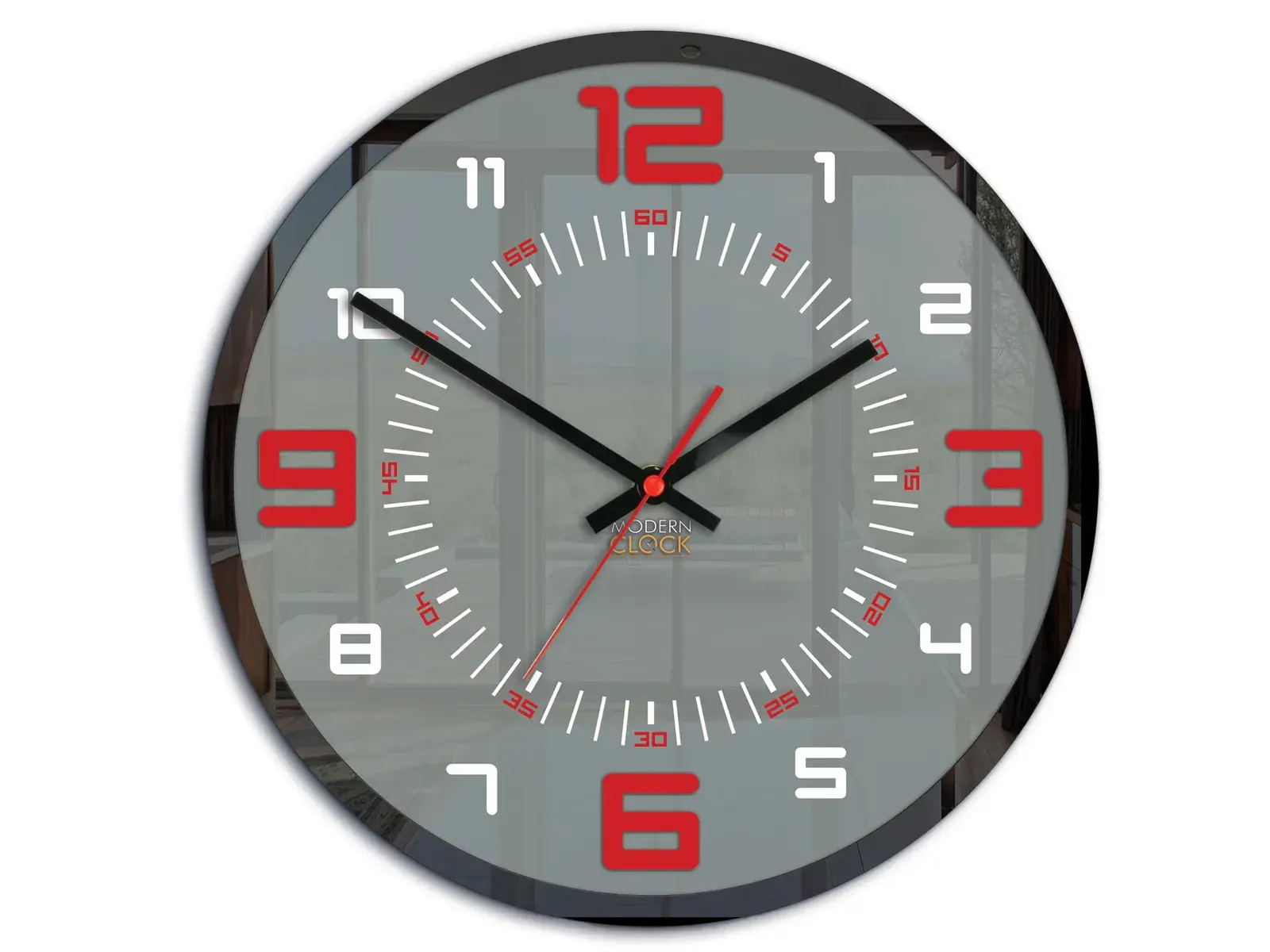 ModernClock Nástěnné hodiny Orion 30 cm červené/šedé