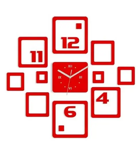 ModernClock 3D nalepovací hodiny Otto červené