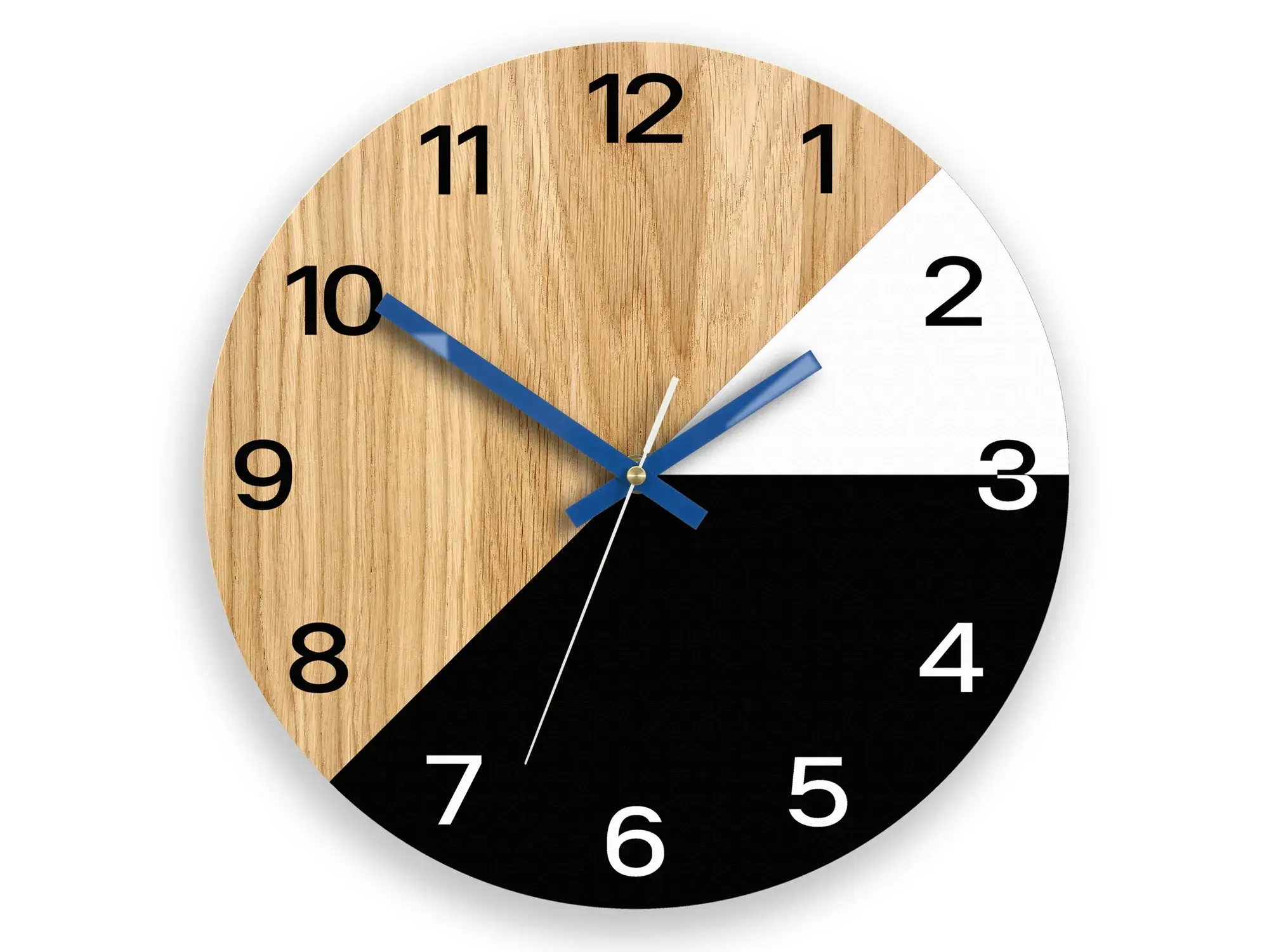 ModernClock Dřevěné nástěnné hodiny Texas 33 cm černé/modré