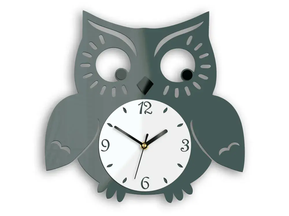 ModernClock Nástěnné hodiny Owl šedé