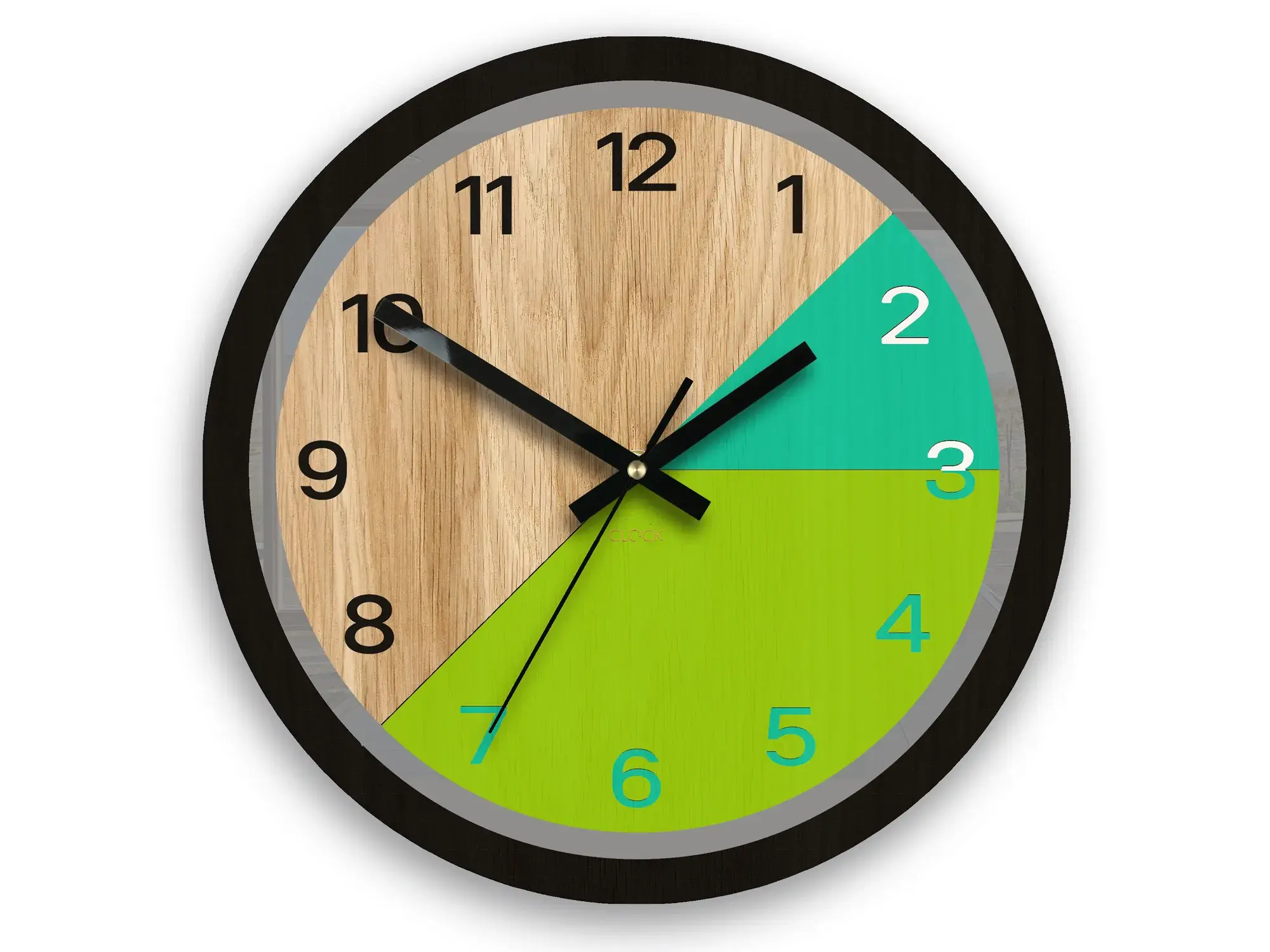 ModernClock Dřevěné nástěnné hodiny Paris 33 cm zelené/černé