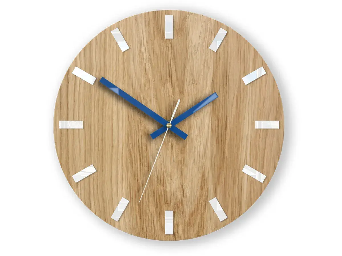 ModernClock Nástěnné hodiny Simple Oak hnědo-modré