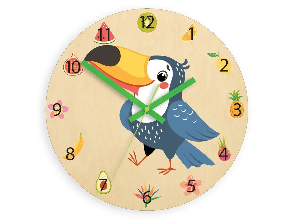ModernClock Dětské nástěnné hodiny Ami Tukan 30 cm vícebarevné