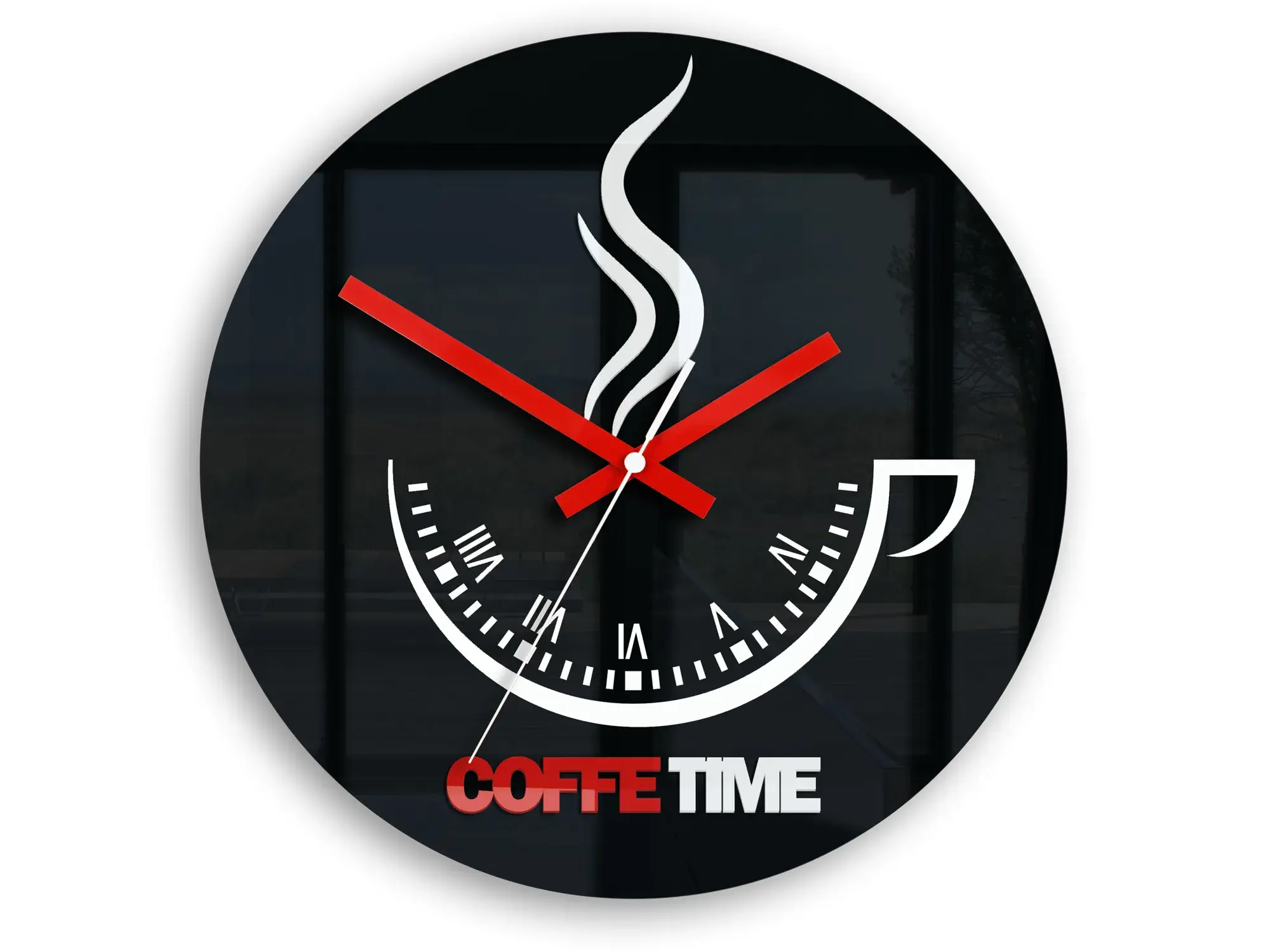 ModernClock Nástěnné hodiny Coffe Time černé