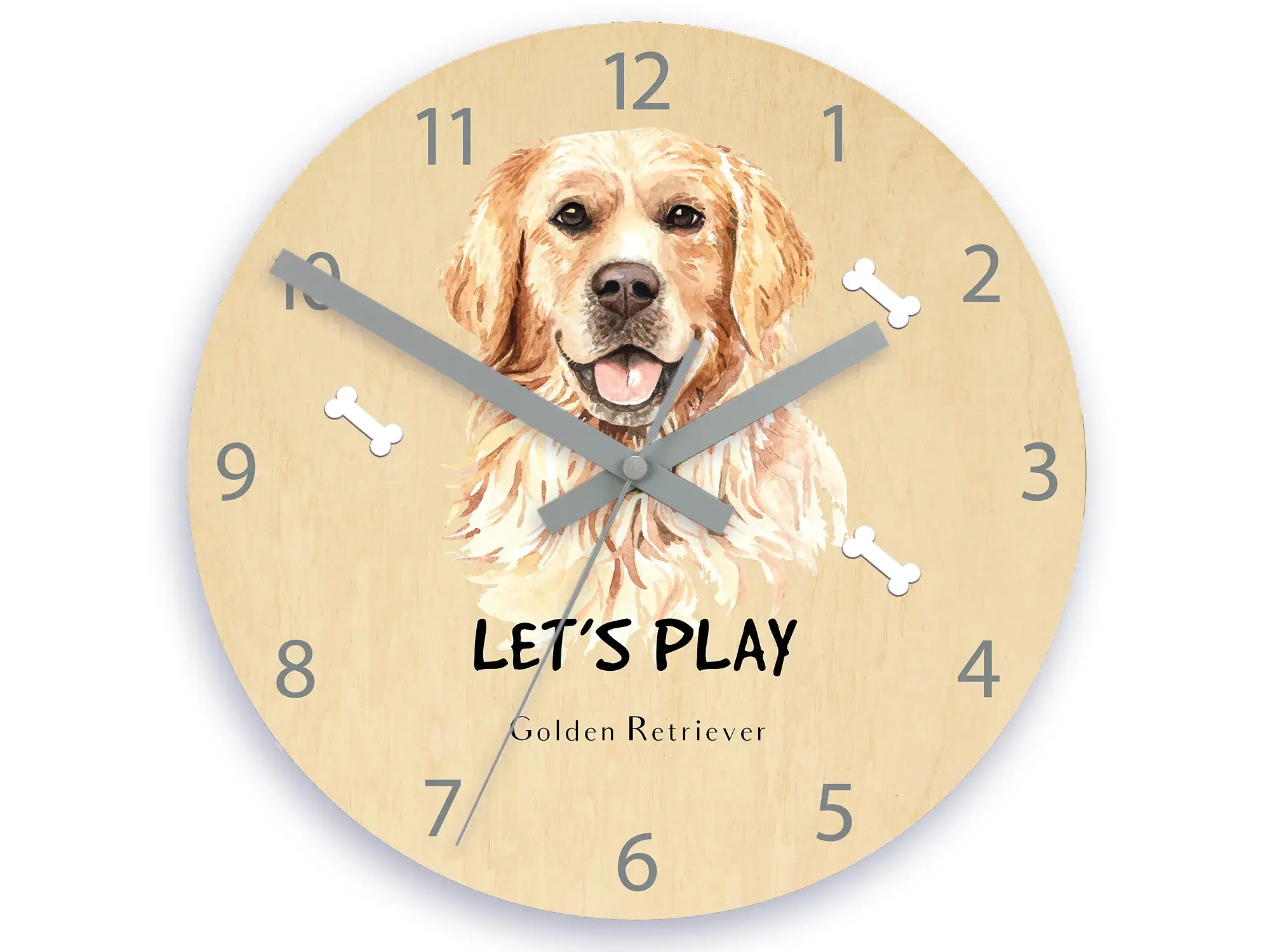ModernClock Dětské nástěnné hodiny Ami Zlatý retrívr 30 cm vícebarevné