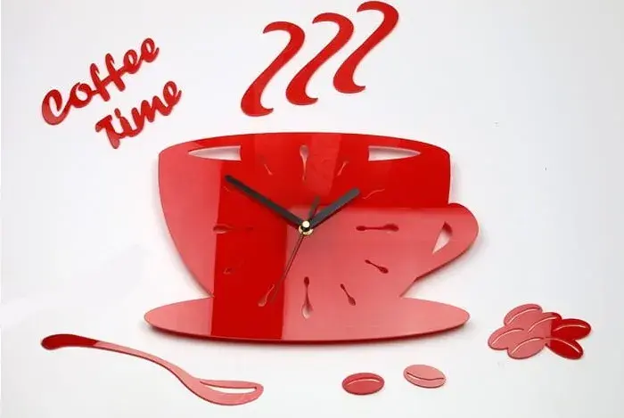 ModernClock Nástěnné hodiny Coffe 33 cm červené