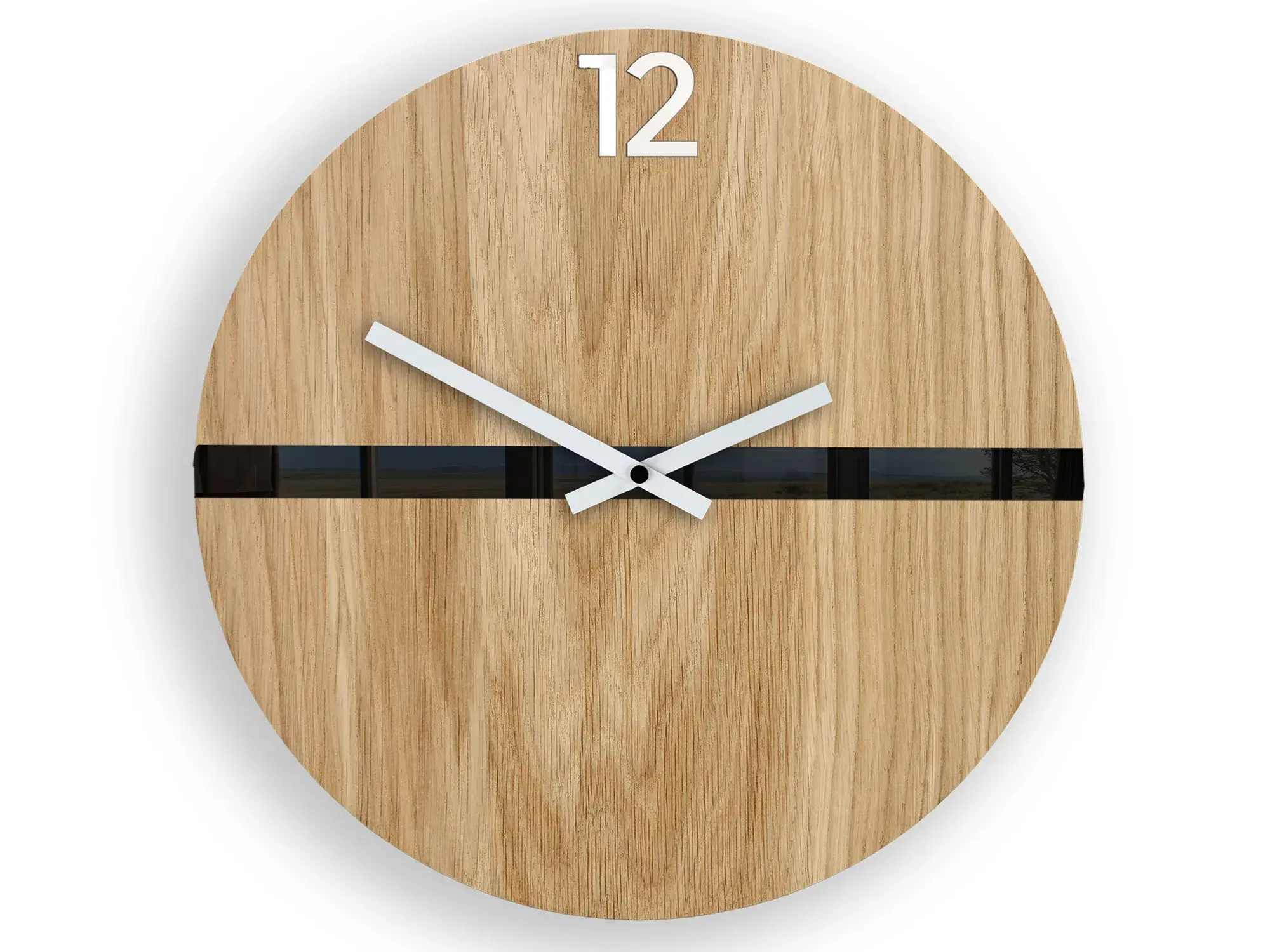 ModernClock Dřevěné nástěnné hodiny Ramzes 33 cm dub přírodní/černé