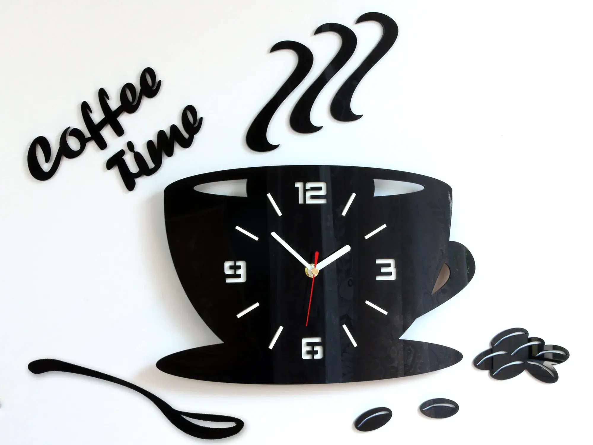 ModernClock Nástěnné hodiny Coffee černé
