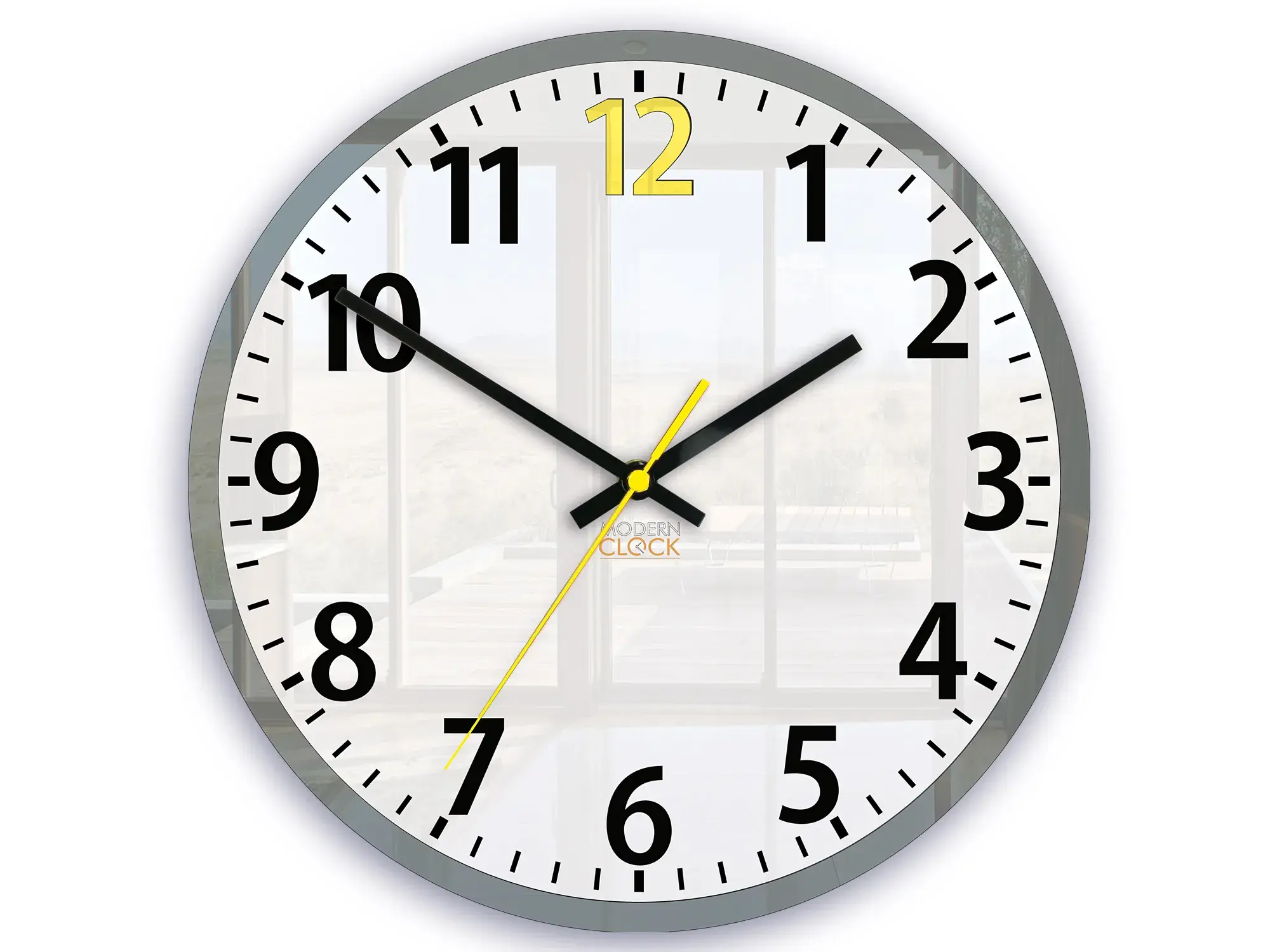 ModernClock Nástěnné hodiny Louis 30 cm bílé/žluté