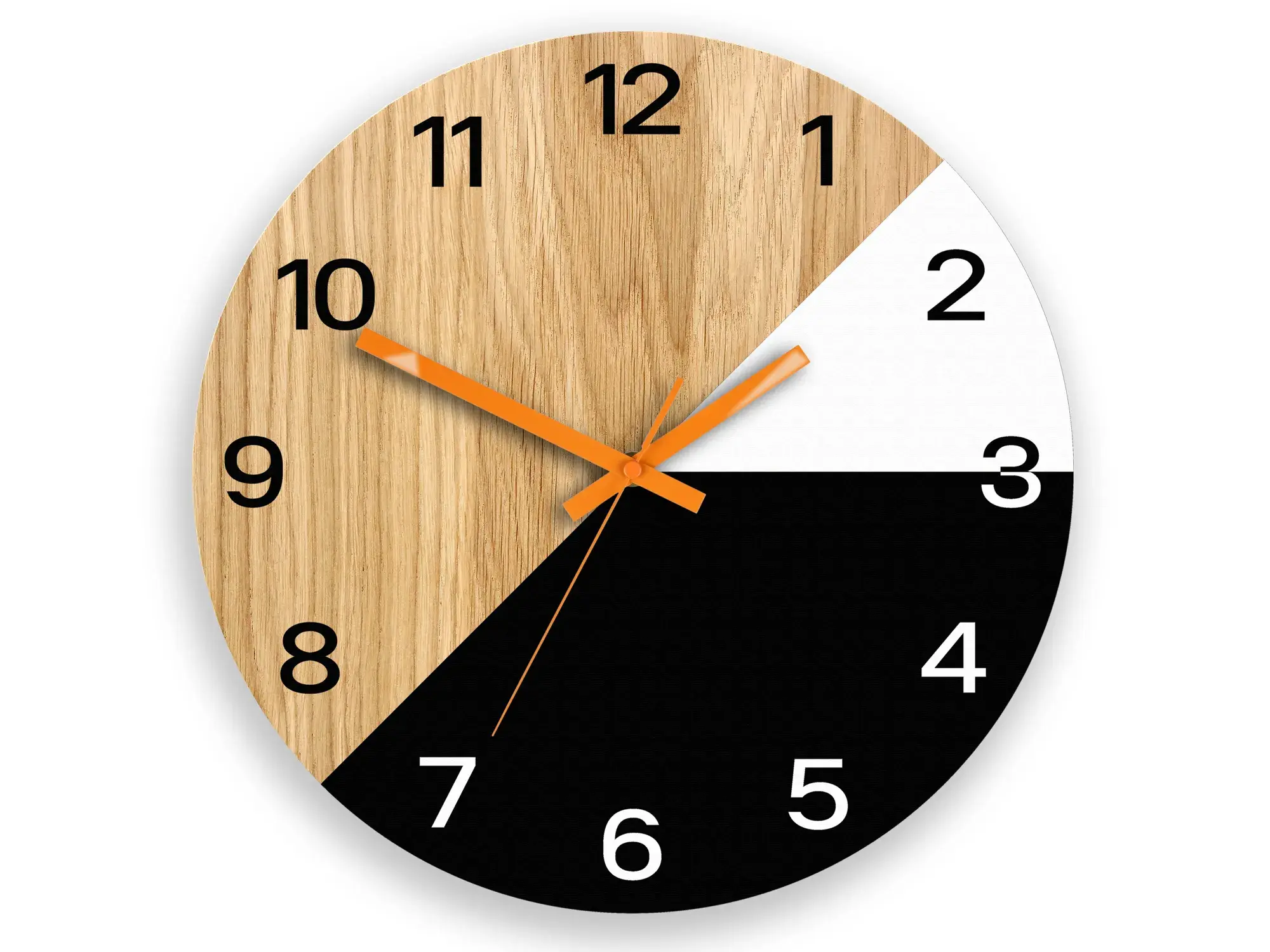 ModernClock Dřevěné nástěnné hodiny Texas 33 cm černé/oranžové