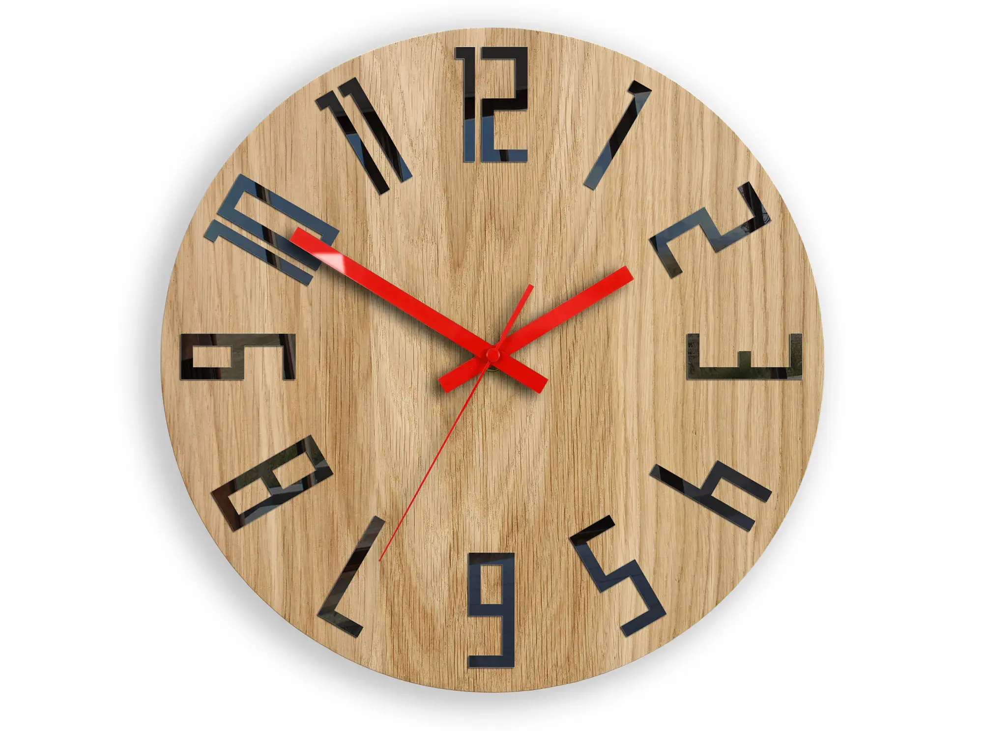 ModernClock Dřevěné nástěnné hodiny Slim 33 cm černé/červené/hnědé
