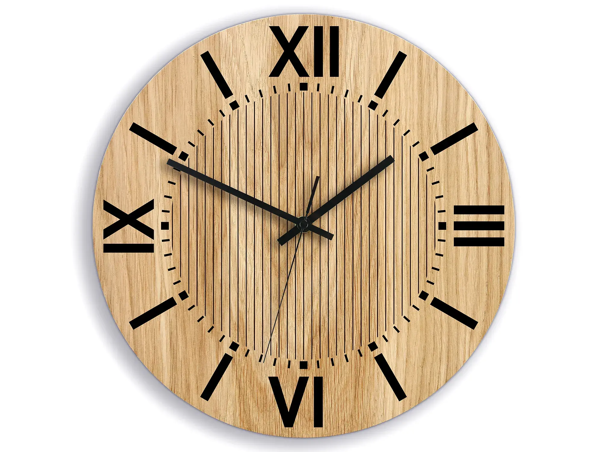 ModernClock Dřevěné nástěnné hodiny Santiago 33 cm dub přírodní/černé