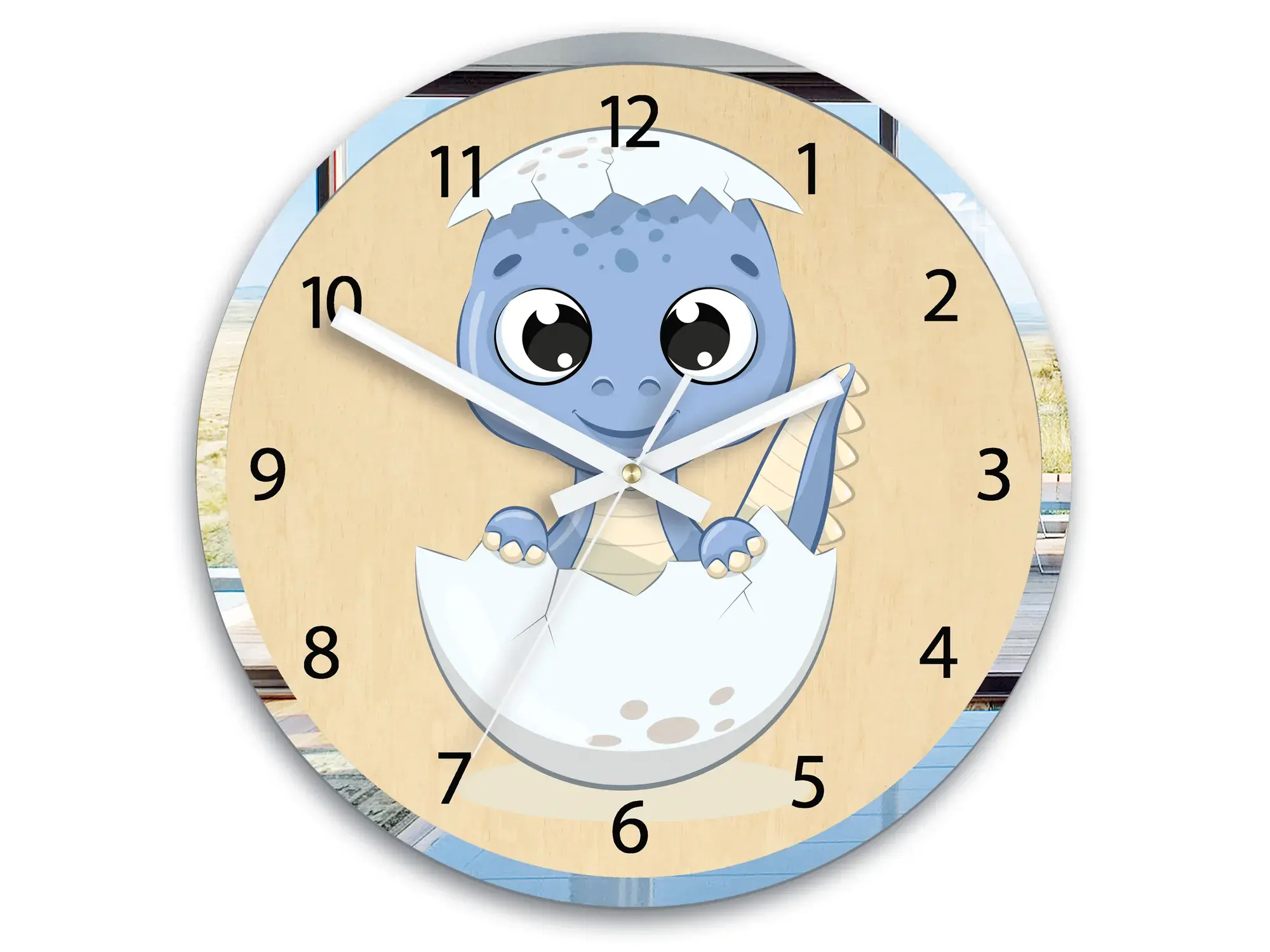 ModernClock Dětské nástěnné hodiny Mirro Dinosaurus 30 cm vícebarevné