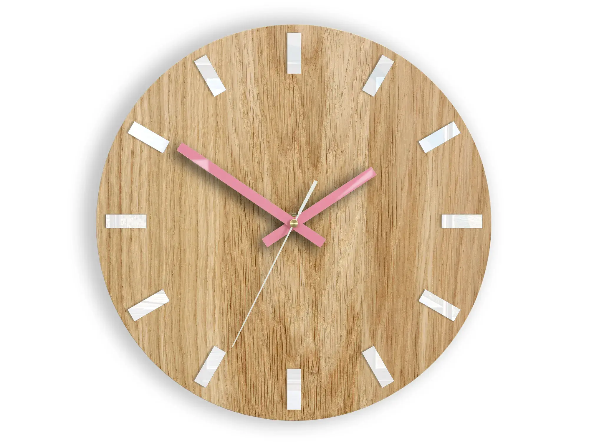 ModernClock Nástěnné hodiny Simple Oak hnědo-růžové