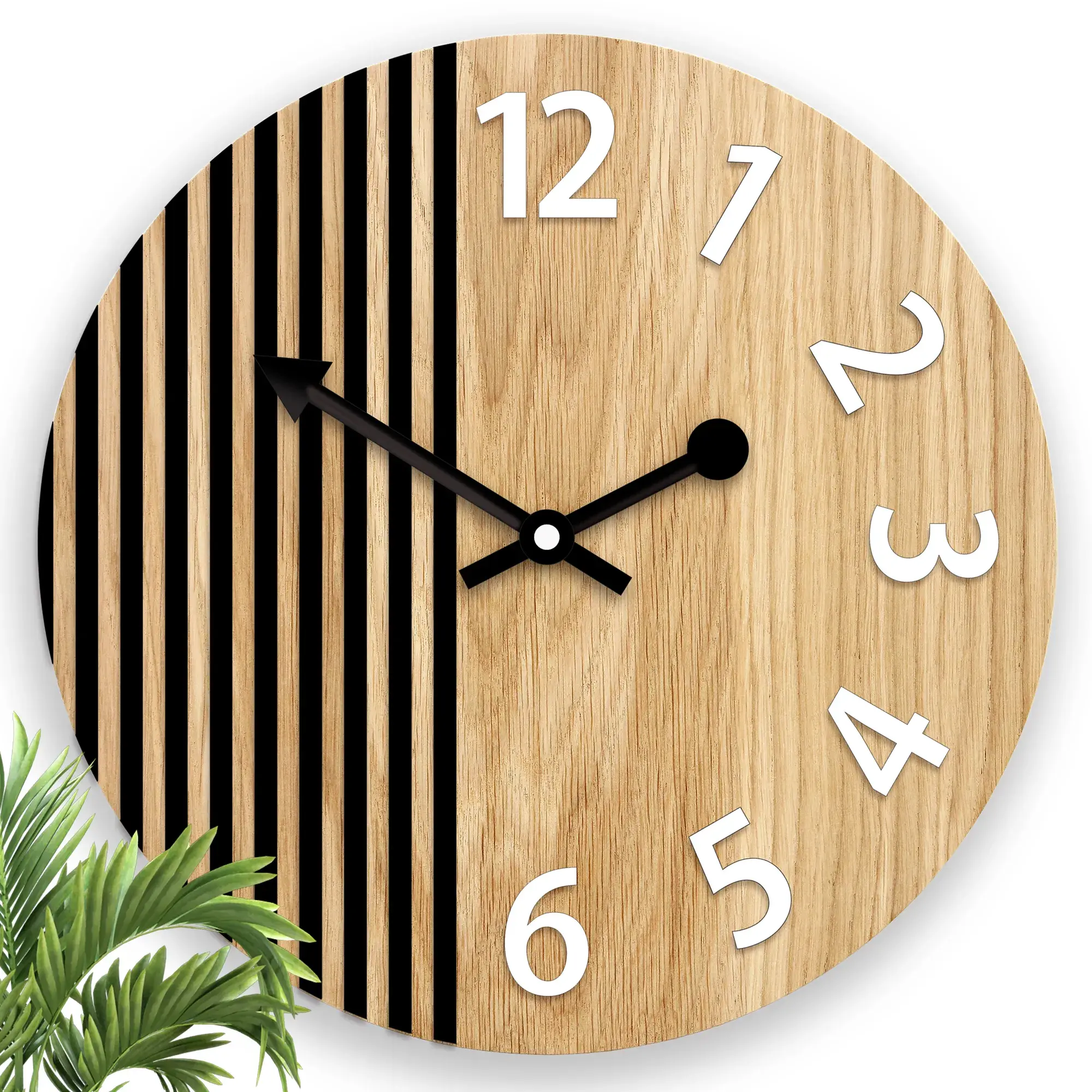 ModernClock Dřevěné nástěnné hodiny Londyn 33 cm bílé/černé