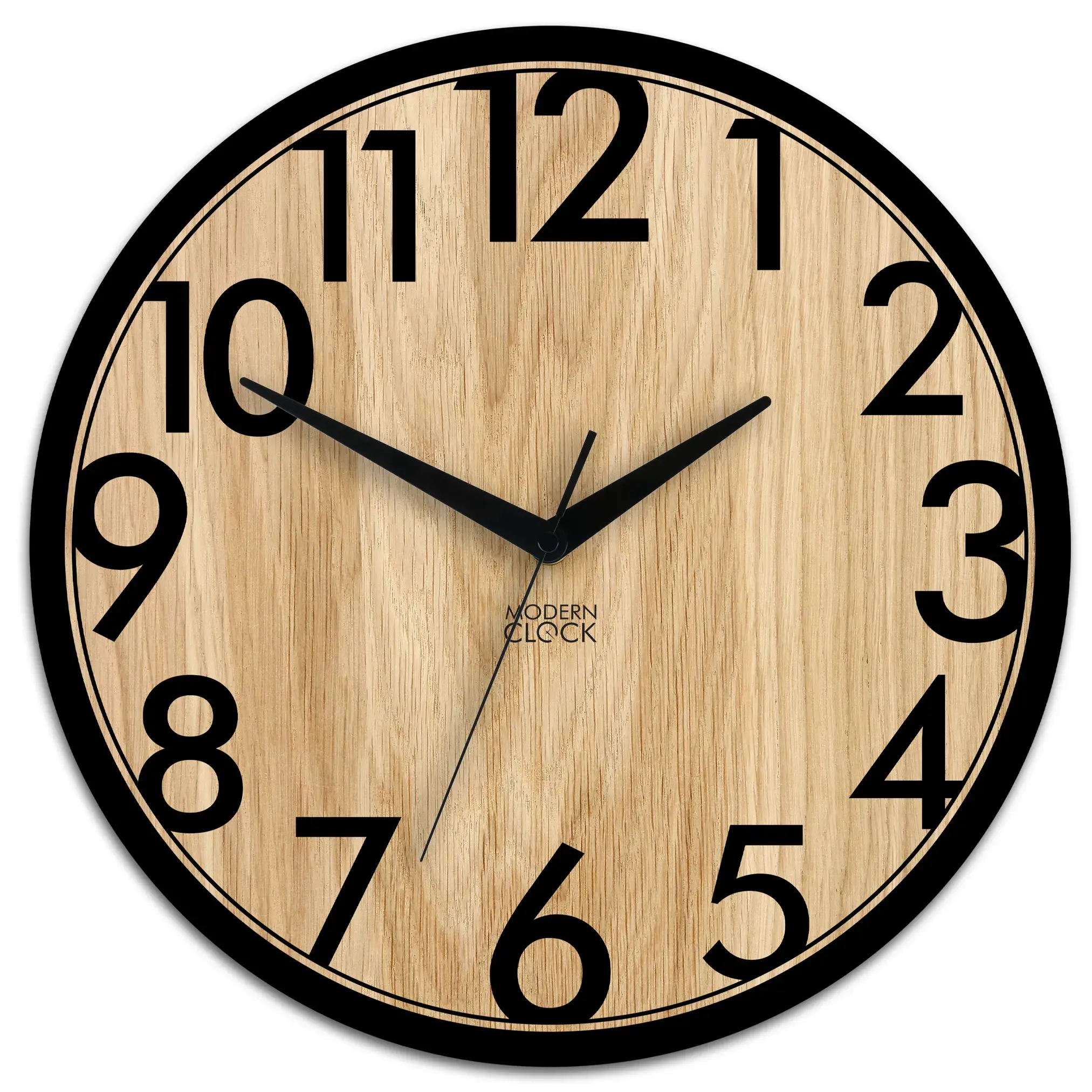 ModernClock Dřevěné nástěnné hodiny Focus 33 cm dub přírodní/černé