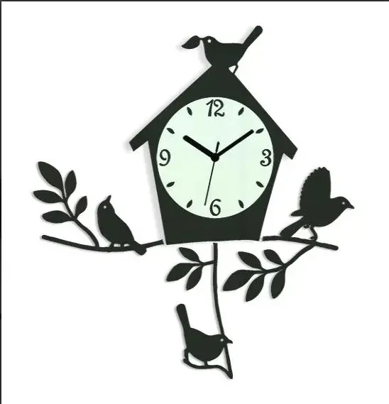 ModernClock Nástěnné hodiny Birds černé