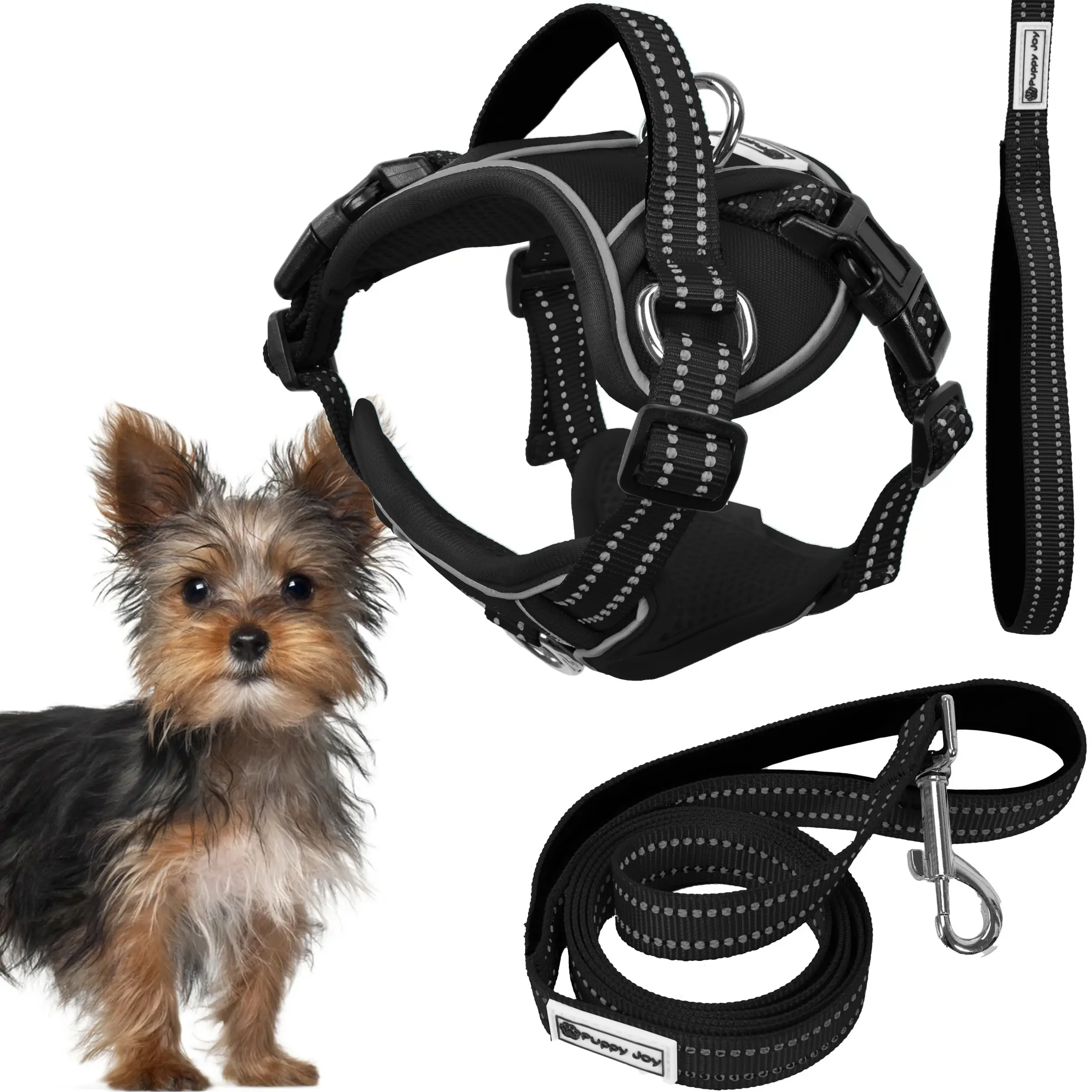 PuppyJoy Sada vodítko a postroj pro psy YIKS vel. XS černá