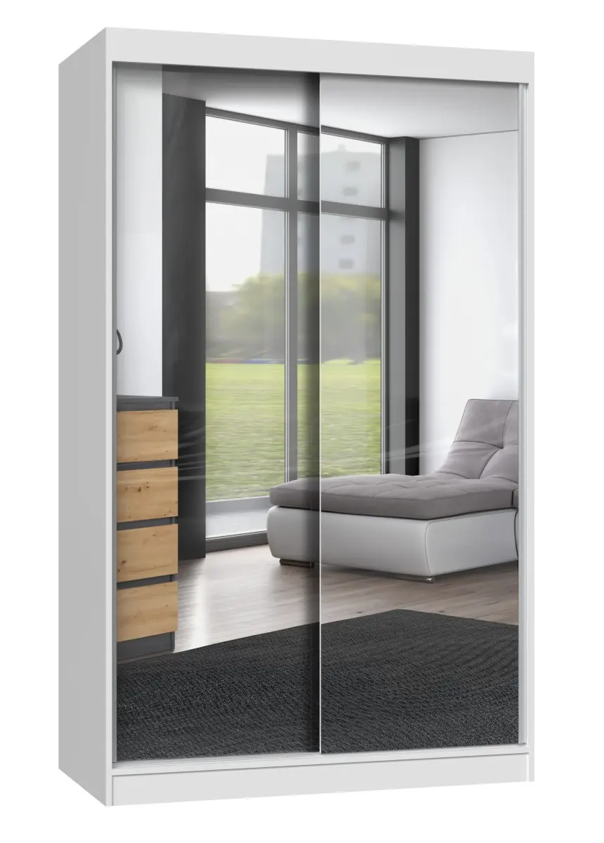 TP Living Šatní skříň se 2 zrcadly IGA 120 cm bílá