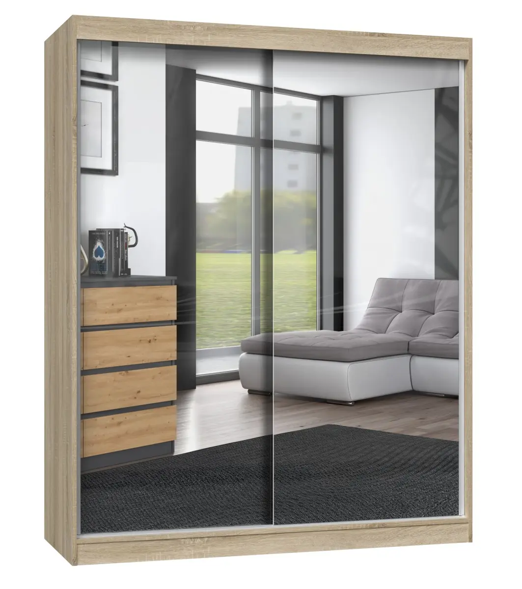 TP Living Šatní skříň se 2 zrcadly IGA 160 cm dub sonoma