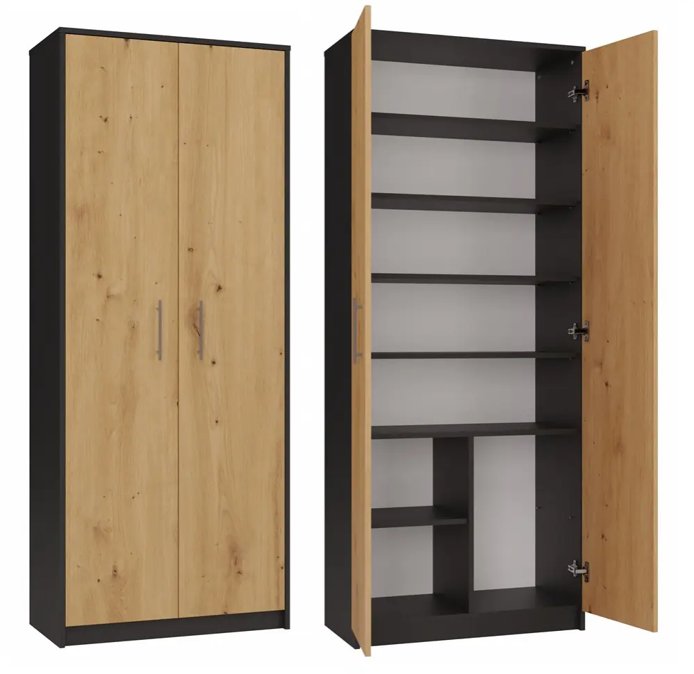 TP Living Knihovna OLIV 2D antracit/dub artisan