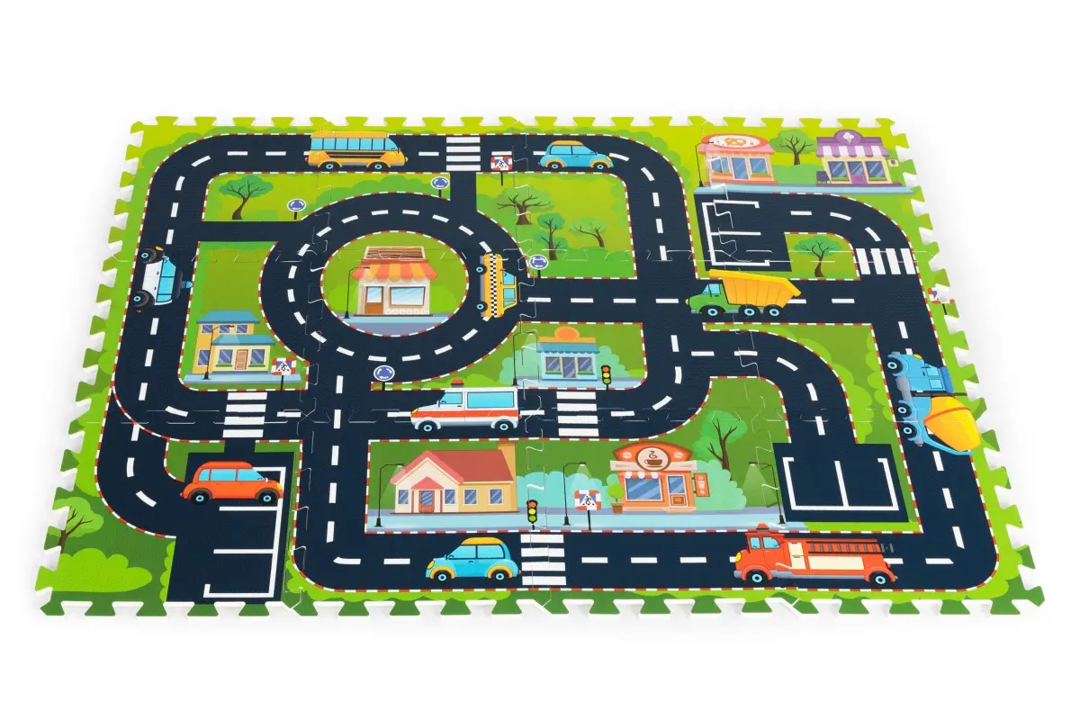 IPLAY Pěnová podložka puzzle Město 12 dílků