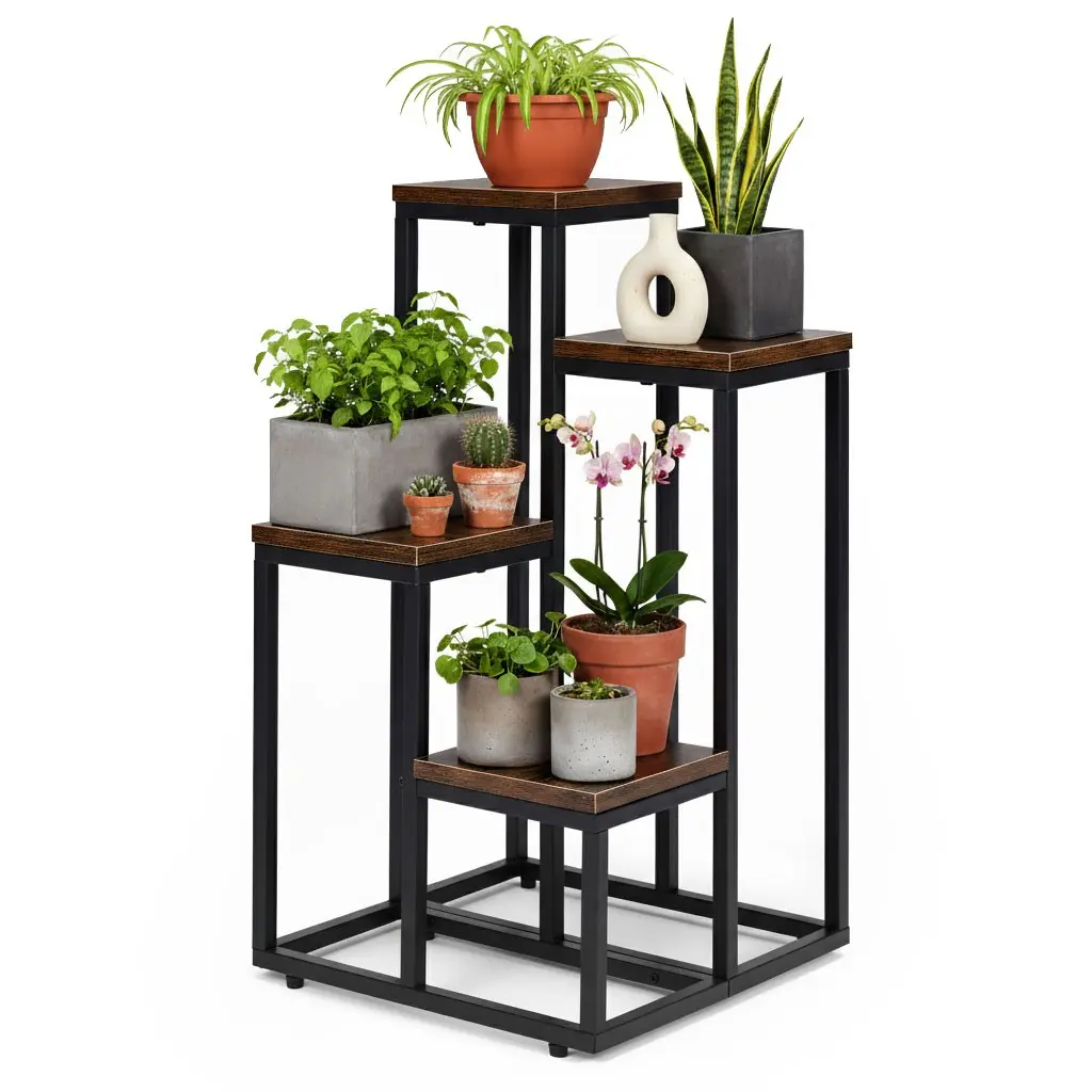 MODERNHOME Stojan na květiny EVELIN II 67x35 cm hnědý/černý