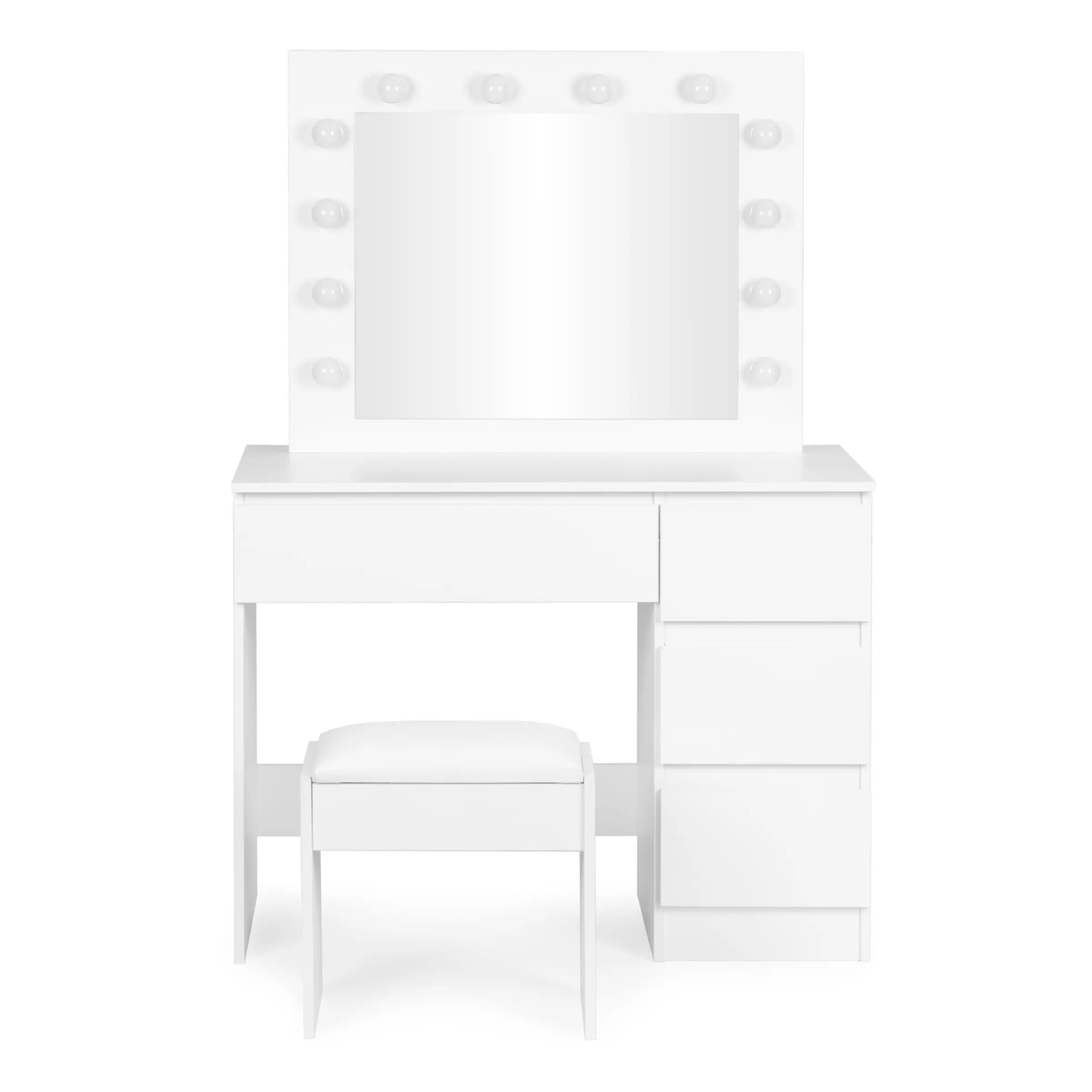 MODERNHOME Toaletní stolek s LED osvětlením a taburetem Rety 94 cm bílý II