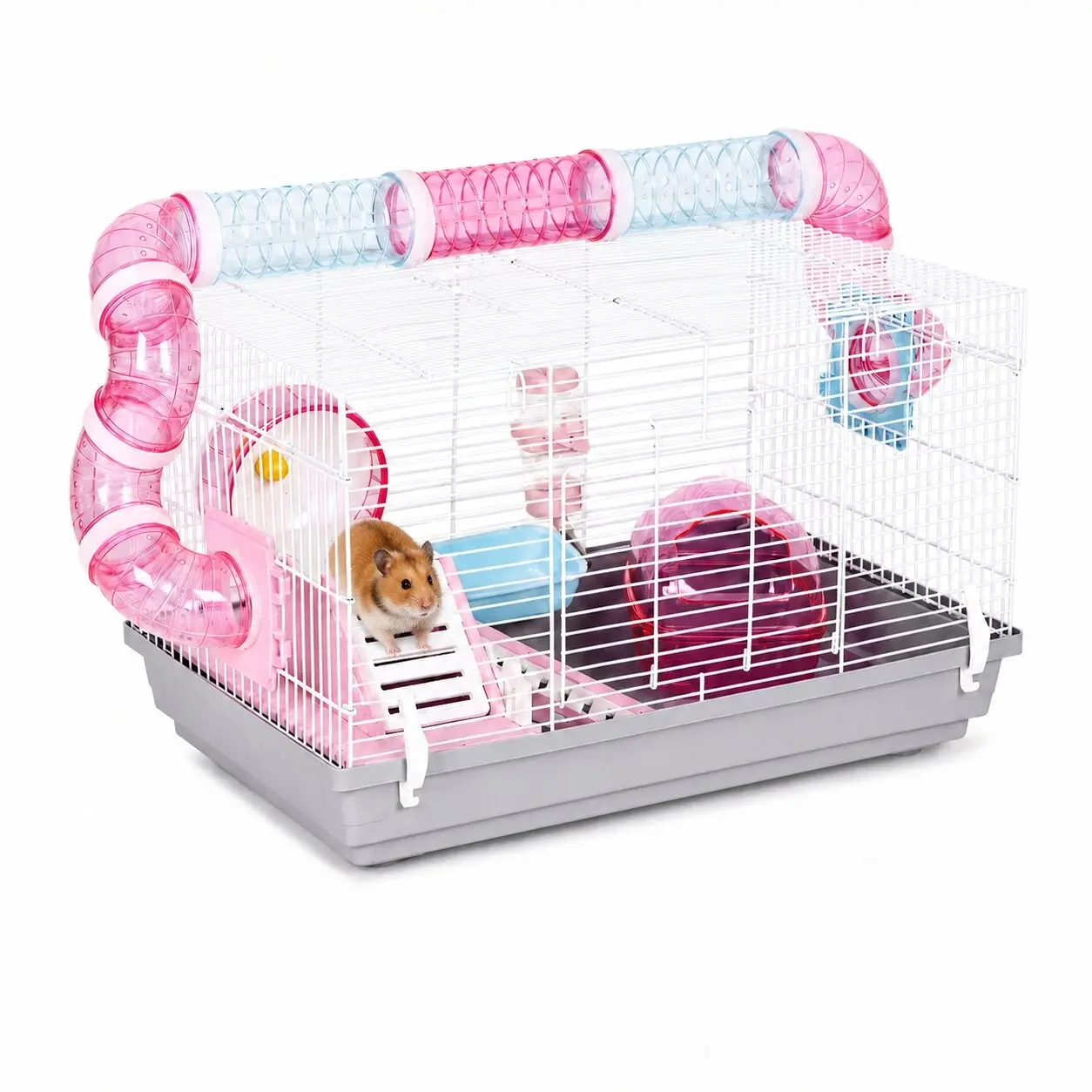 PETSI Klec pro hlodavce Dila 47 cm bílá/růžová/šedá
