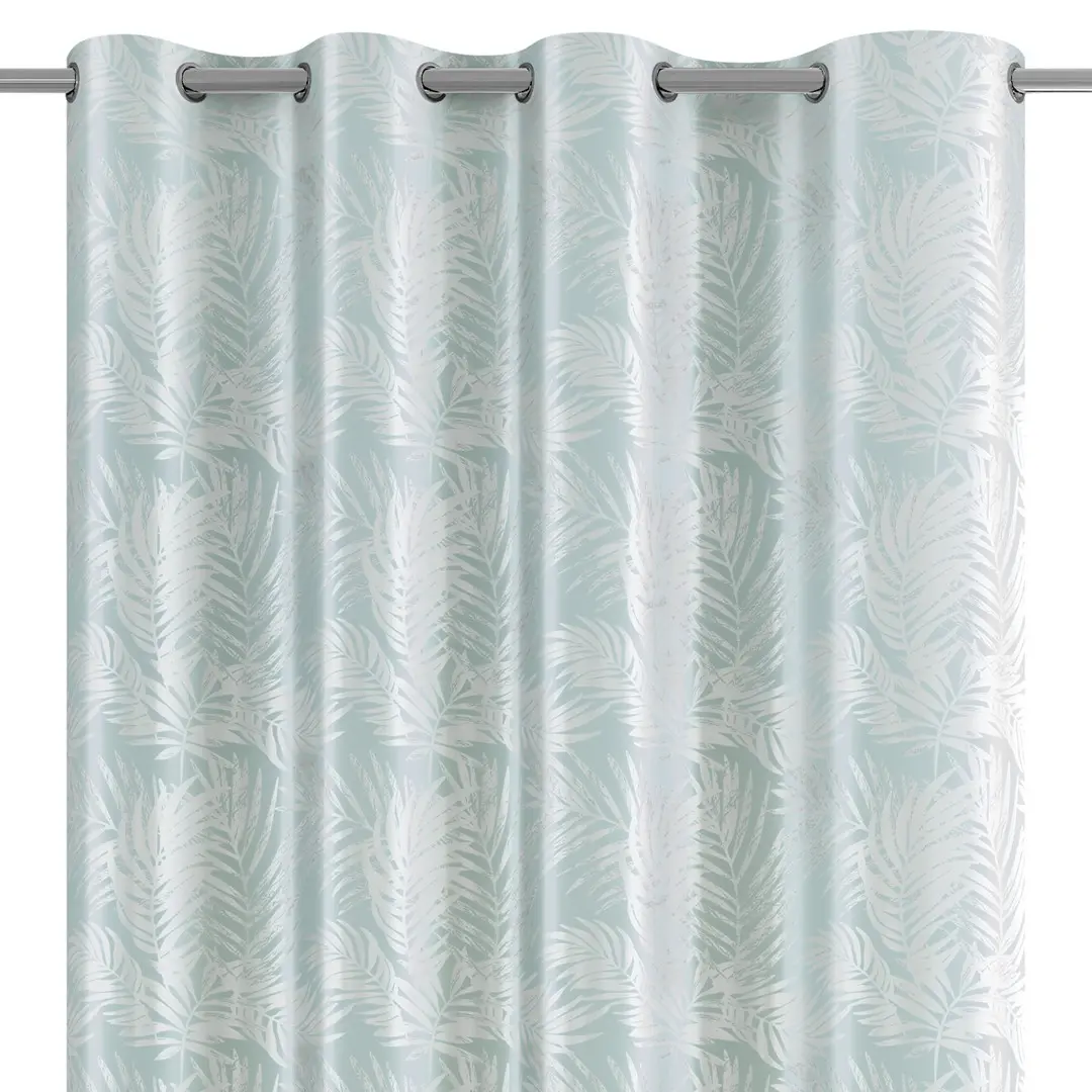 Restilo Závěs AmeliaHome Velvet Silver Leaves s průchodkami 140x245 cm mátový, velikost 140x245