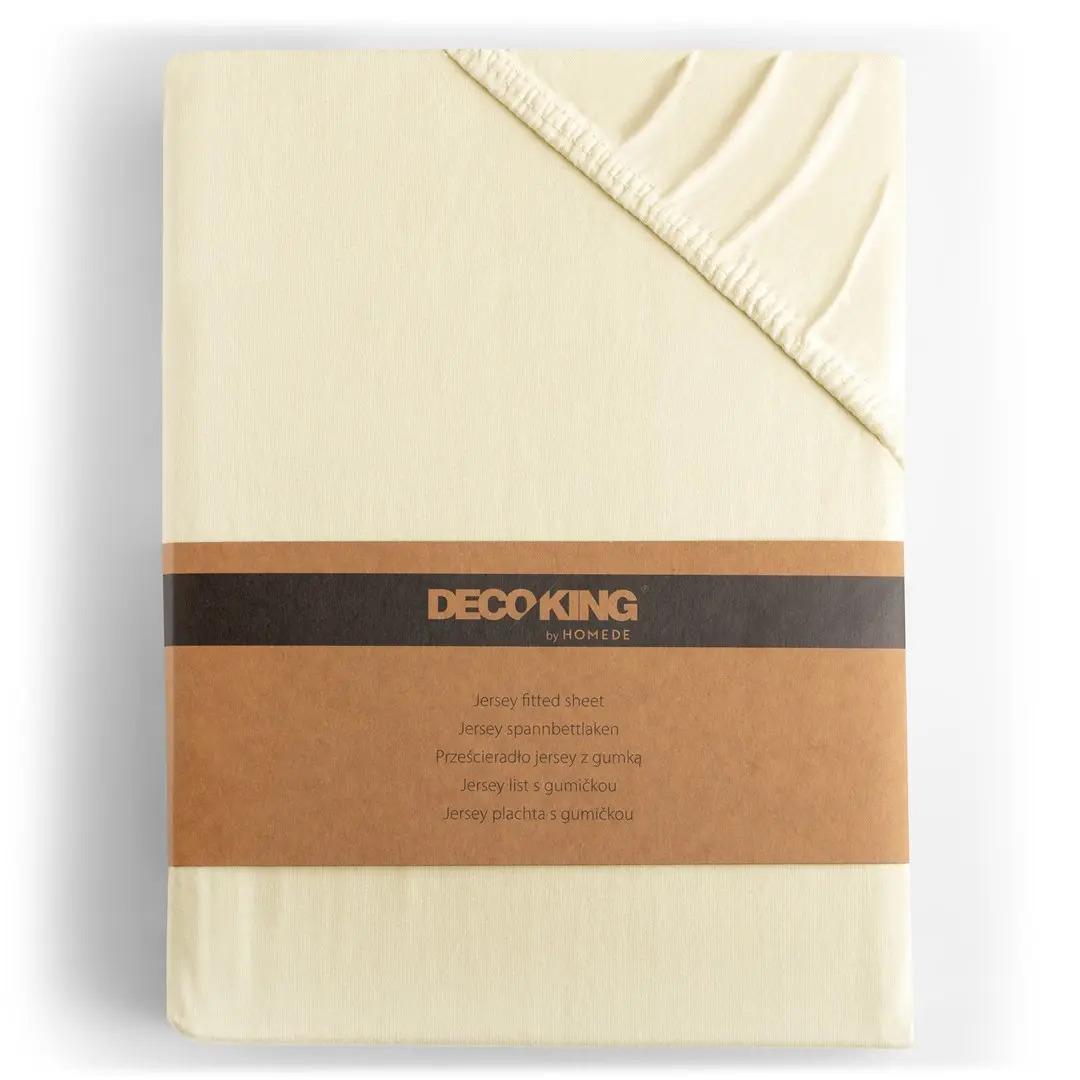 Restilo Bavlněné jersey prostěradlo s gumou DecoKing Amber krémové, velikost 180-200x200+30