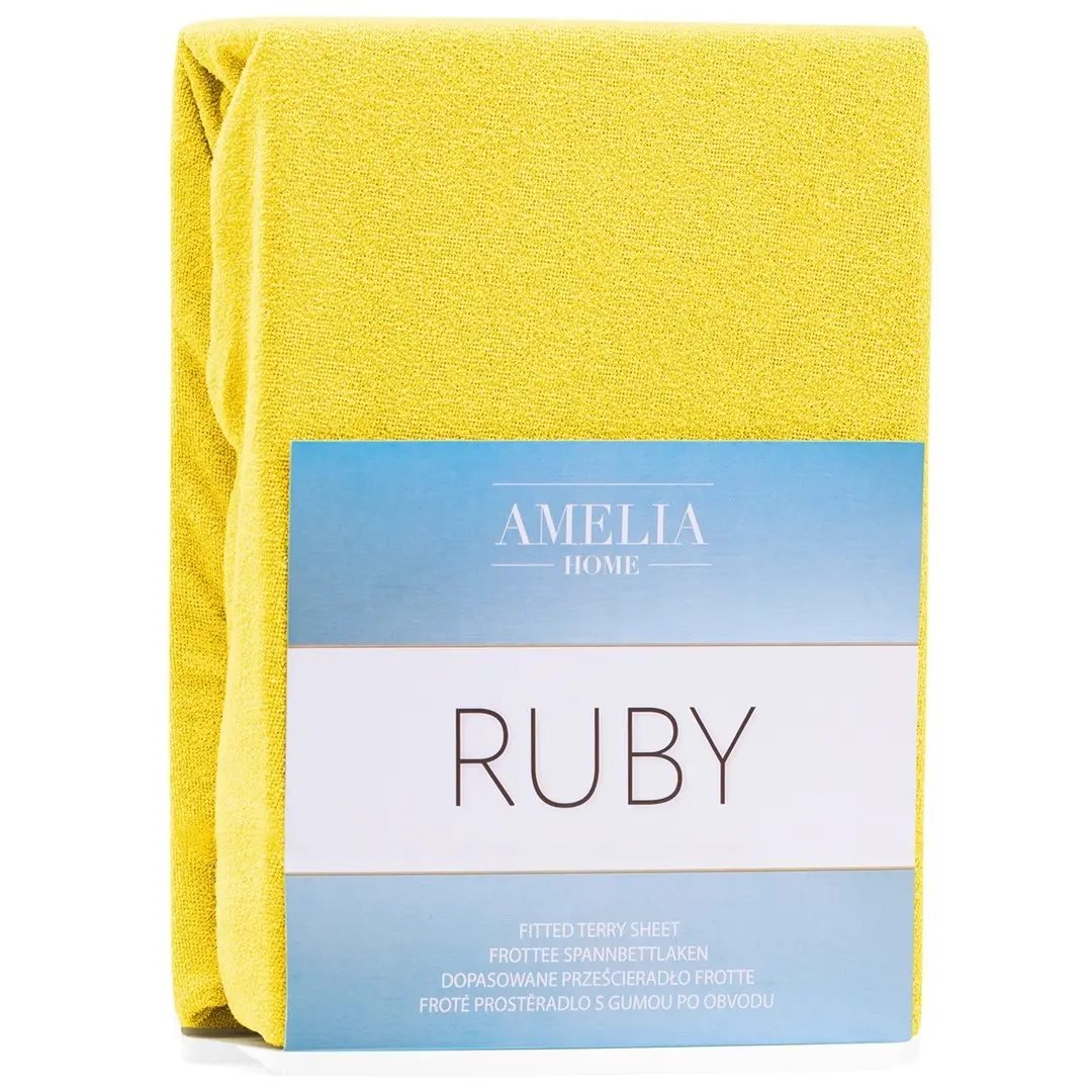 Restilo Froté prostěradlo s gumou AmeliaHome Ruby žluté, velikost 140-160x200