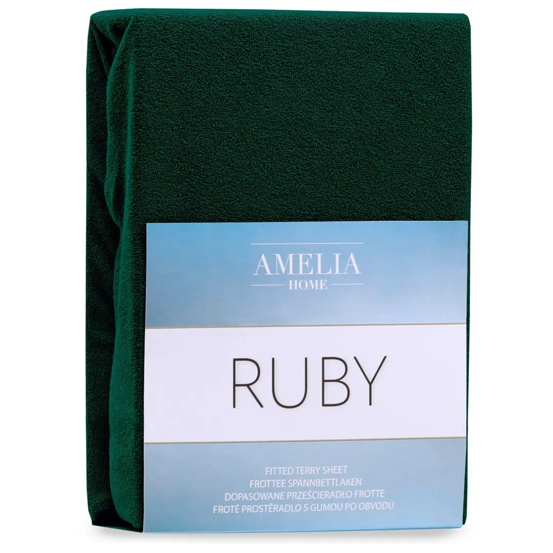 Restilo Froté prostěradlo s gumou AmeliaHome Ruby láhvově zelené, velikost 140-160x200+30