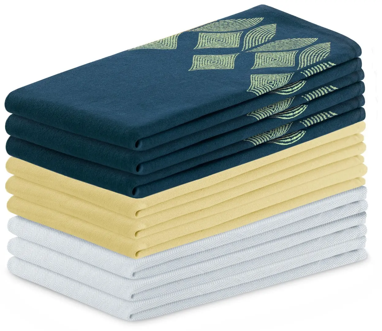 Restilo Sada kuchyňských ručníků Letty Stamp - 9 ks modrá/žlutá, velikost 50x70