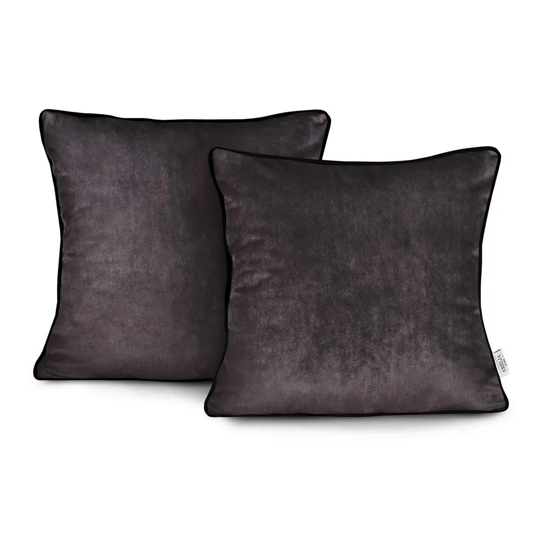 Restilo Povlaky na polštáře AmeliaHome Velvet Piping tmavě hnědé, velikost 45x45